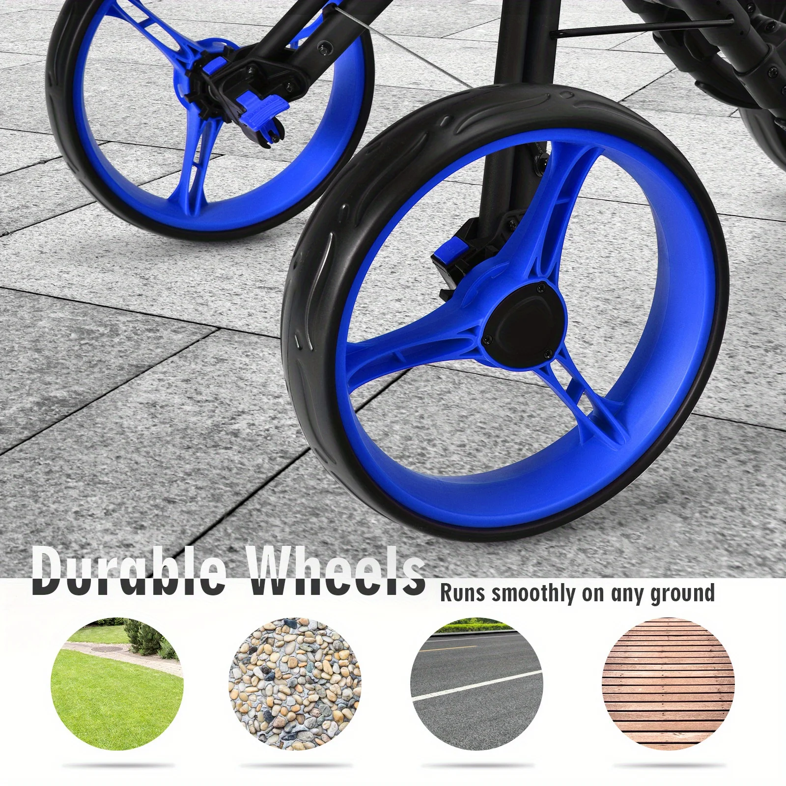 DFSDFGF32  Folding 4 Wheels Golf Push Cart W/Brake Scoreboard Adjustable Handle Blue