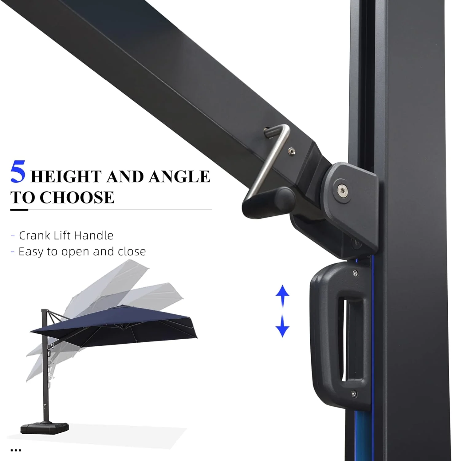 PURPLE LEAF 12 FT Square Patio Umbrella Large Outdoor Aluminum Umbrella Offset Umbrella with 360-degree Rotation Cantilever for Garden Deck Backyard Pool, Navy Blue