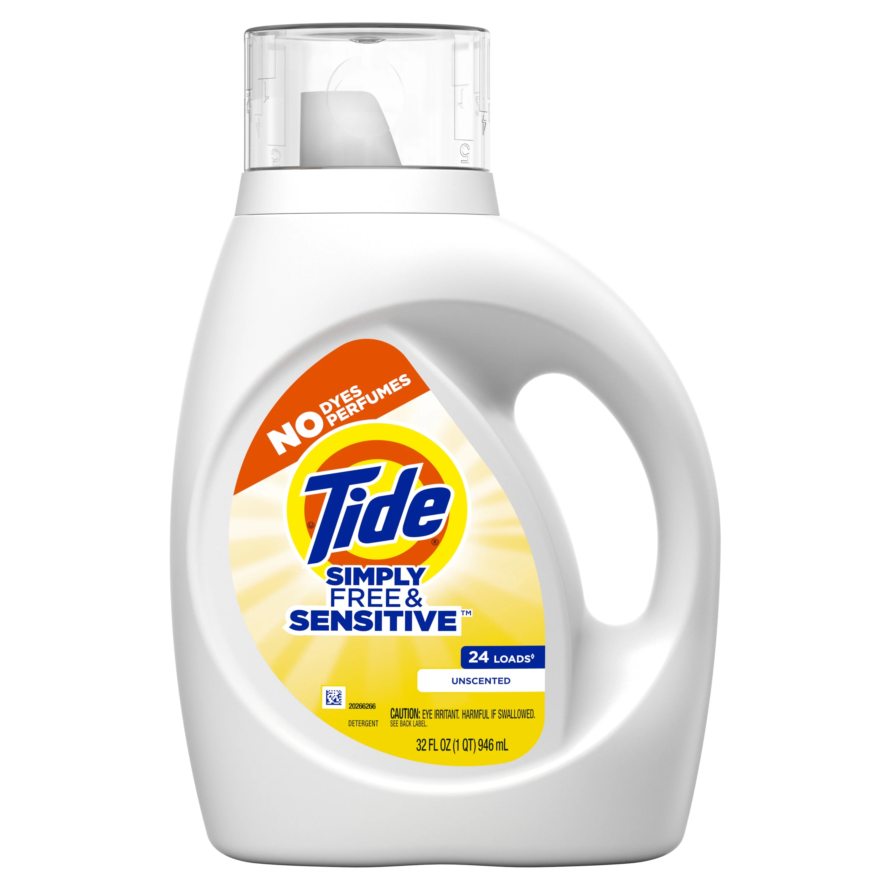 Tide Simply Liquid Laundry Detergent, Free & Sensitive, 32 fl oz, 24 Loads