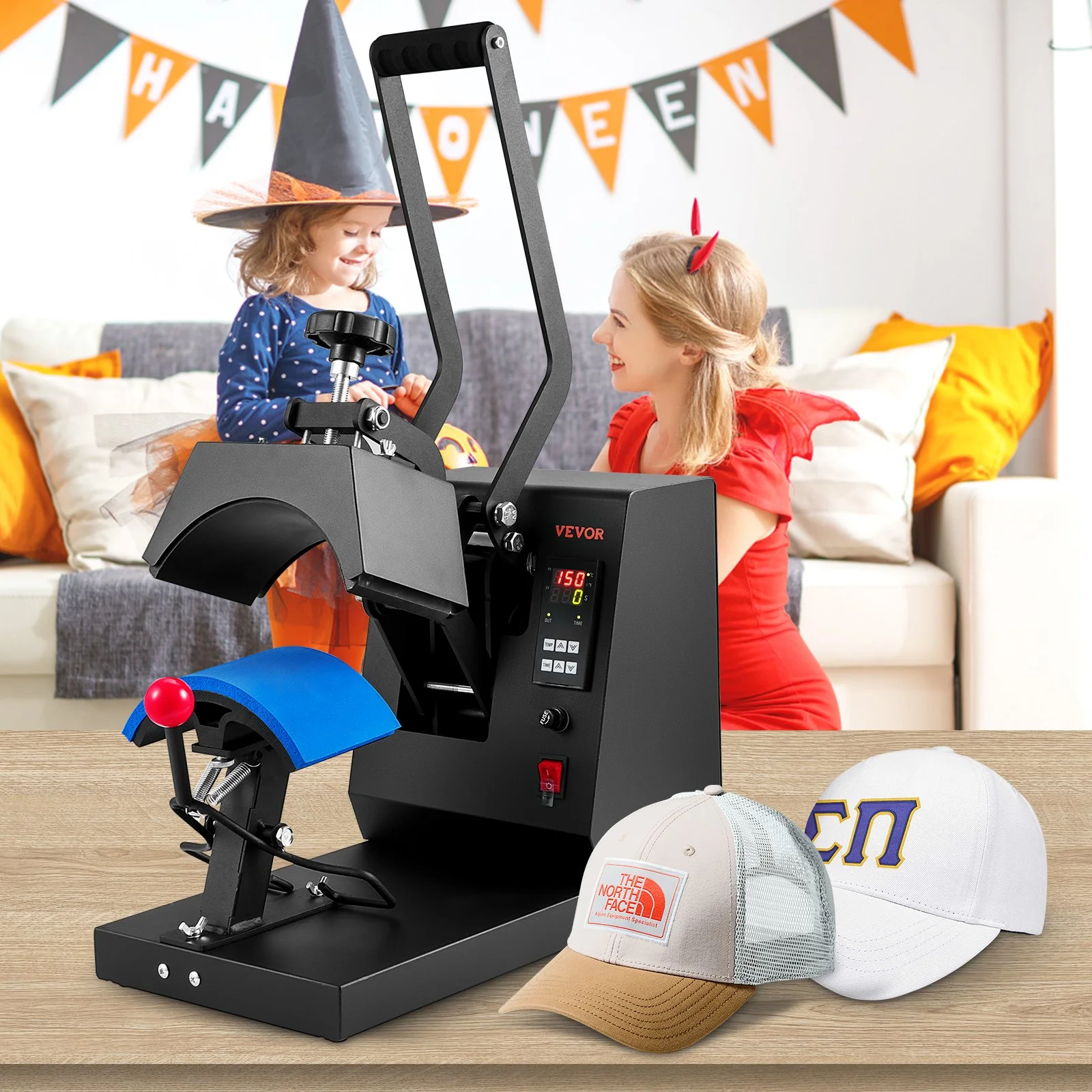 VEVOR 4 in 1 Hat Heat Press Machine with LCD Digital Timer & Temperature Control