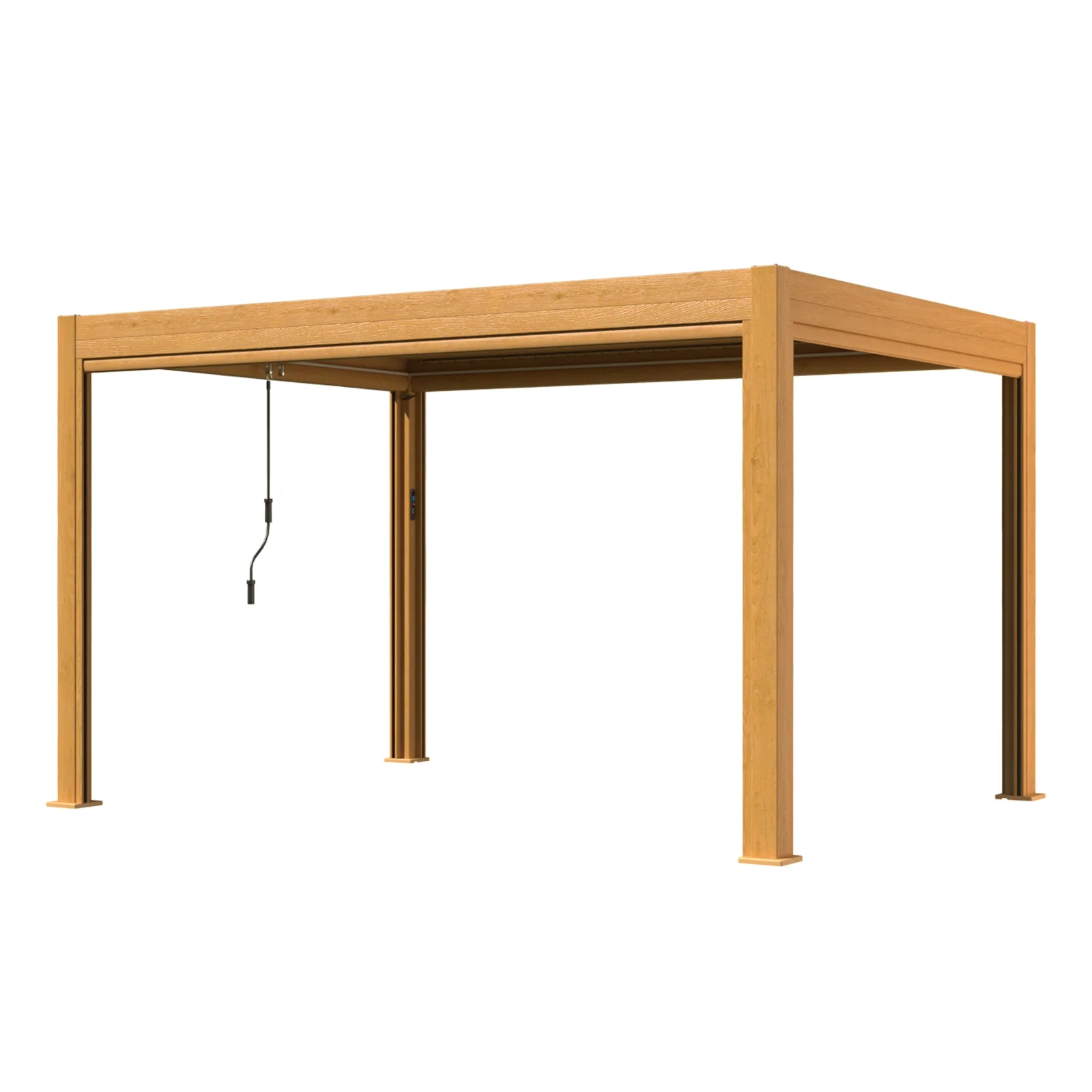 Richryce 10 ft. x 13 ft. Outdoor Louvered Pergola, Patio Pergola with with Auto Adjustable Aluminum Rainproof Roof， Wood