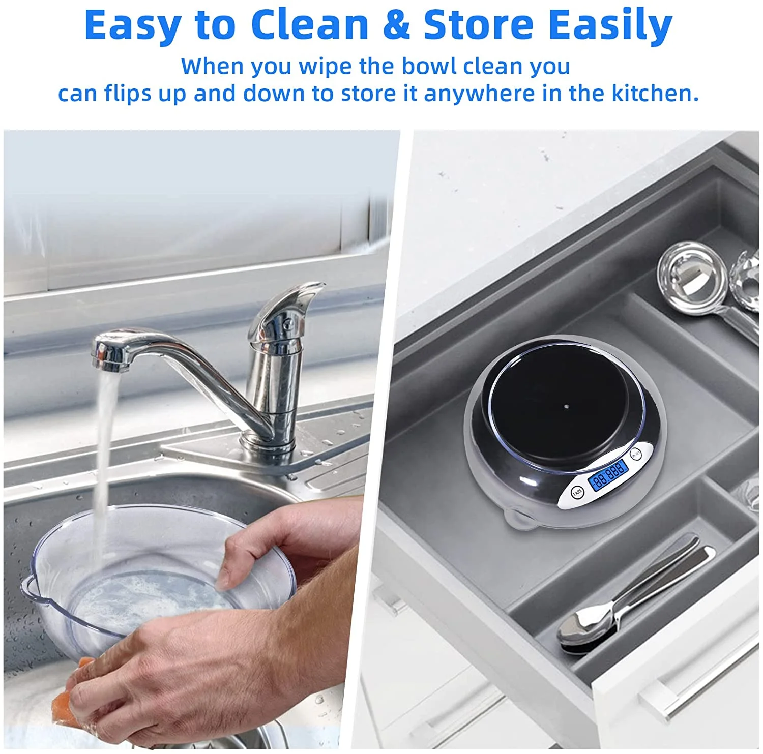 Digital Kitchen Scale, Highly Accurate 5000g/11lb x 0.1oz, Food Scale for Cooking, Baking and Weight Loss, Kitchen Scale with Bowl 2 Modes and Tare Features, Back-lit LCD Display