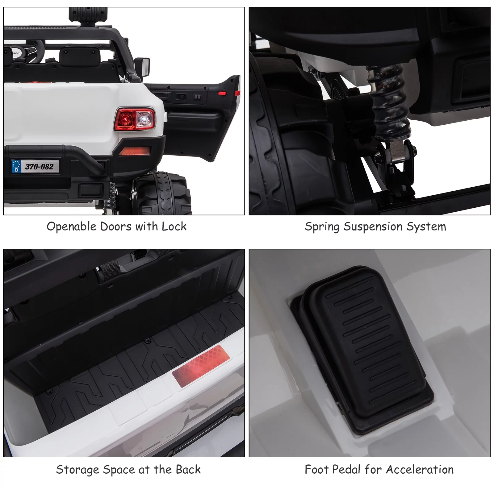 Aosom 12V Kids Electric 2-Seater Ride on Police Car SUV Truck Toy with Parental Control, White