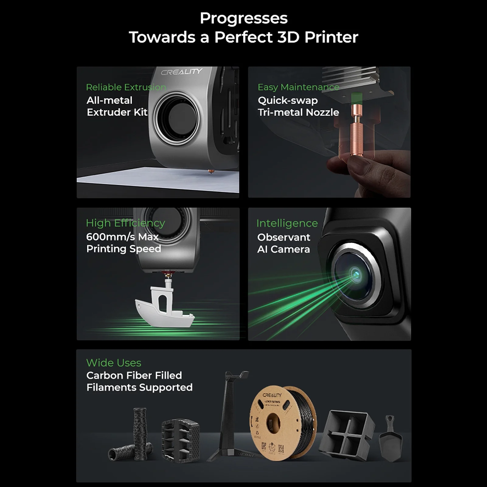 Creality K1C 3D Printer with Al Camera Observant All Metal Hot End Kit, High Speed Technology, Auto Leveling CoreXY Stable Cube Frame