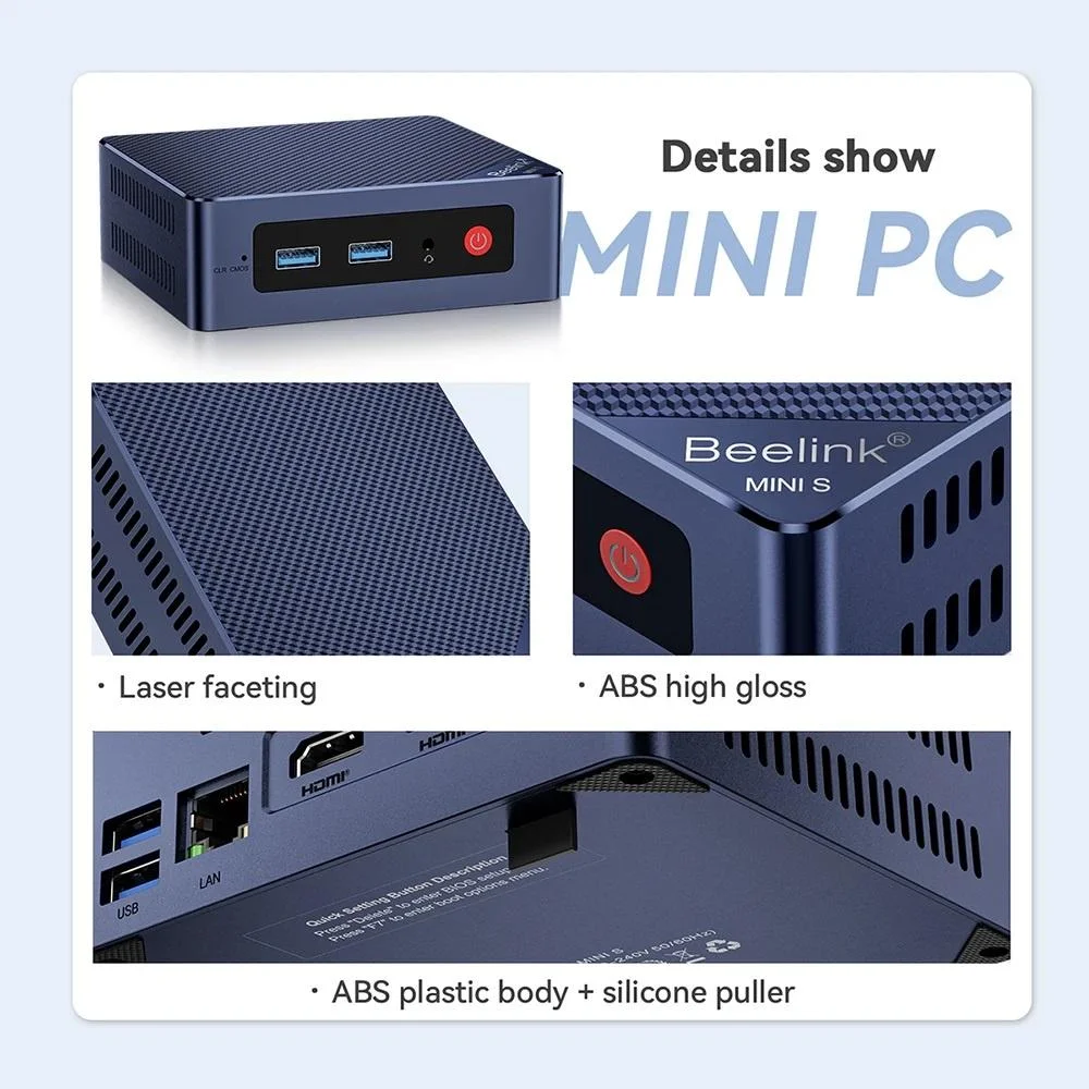 Beelink Mini S12 Mini PC Intel Processor N95 Windows 11 Pro 8GB RAM 256GB SSD Mini Desktop Computer