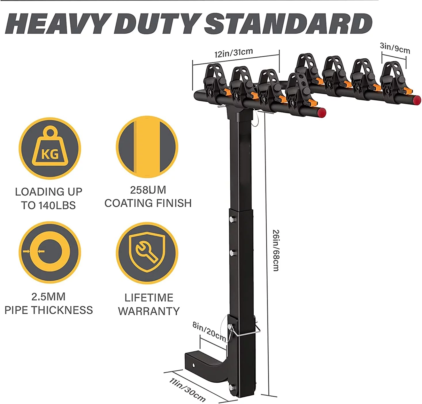 4 Bike Rack Bicycle Carrier Racks Hitch Mount Double Foldable Rack for Cars, Trucks, SUV's and minivans with a 2