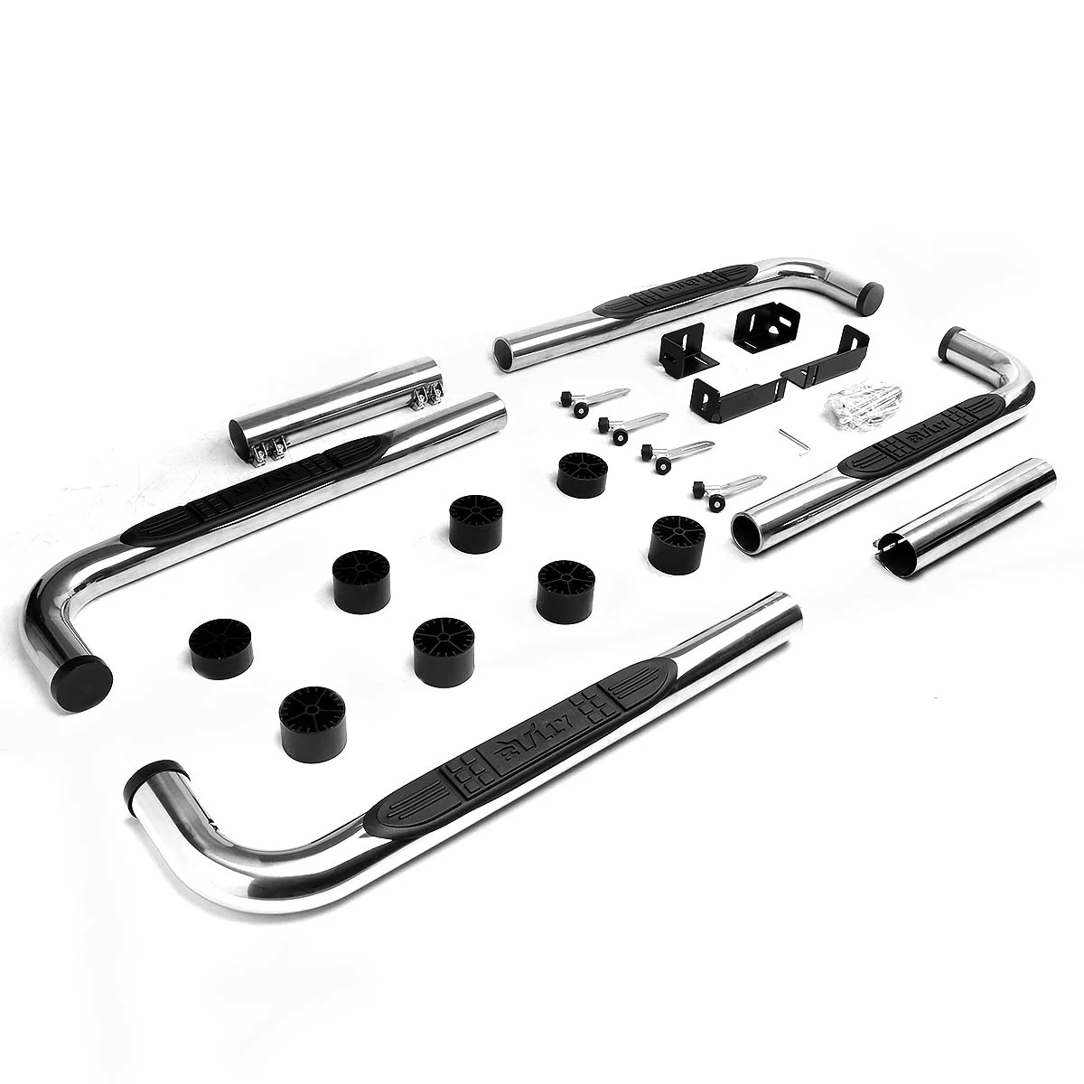 DNA Motoring STEPB-3-UNI-SS For 1999 to 2011 Silverado Sierra Dodge Ram 1500 2500 3500 Extended Cab Pair Stainless Steel 3