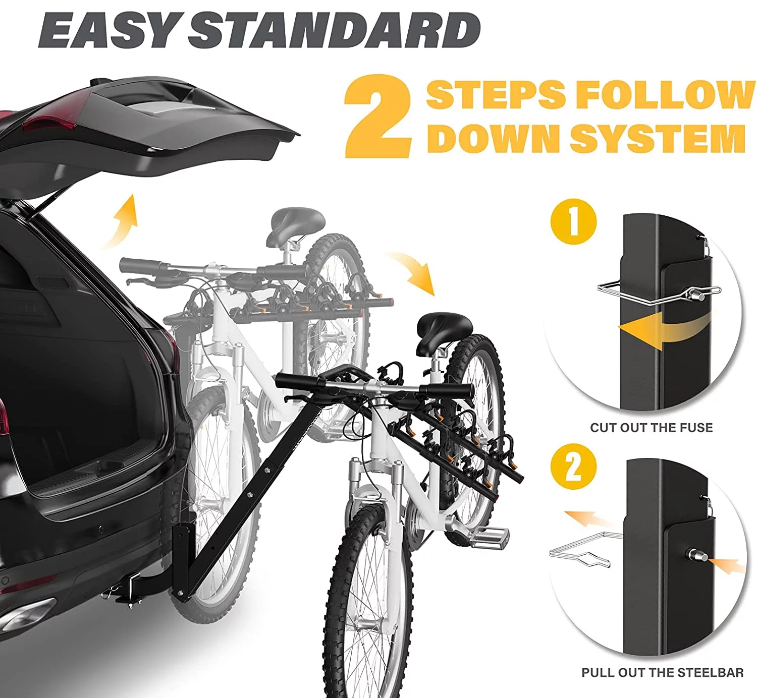 4 Bike Rack Bicycle Carrier Racks Hitch Mount Double Foldable Rack for Cars, Trucks, SUV's and minivans with a 2