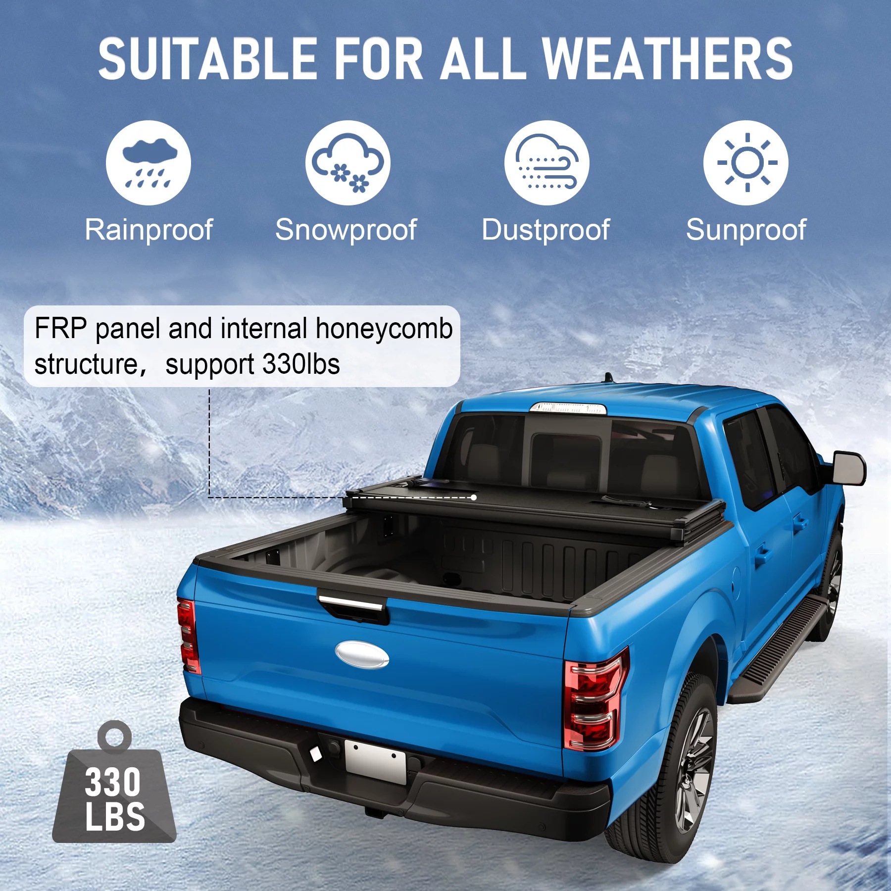 JDMSPEED Hard Tri-Fold Truck Bed Tonneau Cover Compatible with 2004-2014 Ford F-150 2006-2014 Lincoln Mark LT Tonneau Cover 5.5ft (66in) Bed