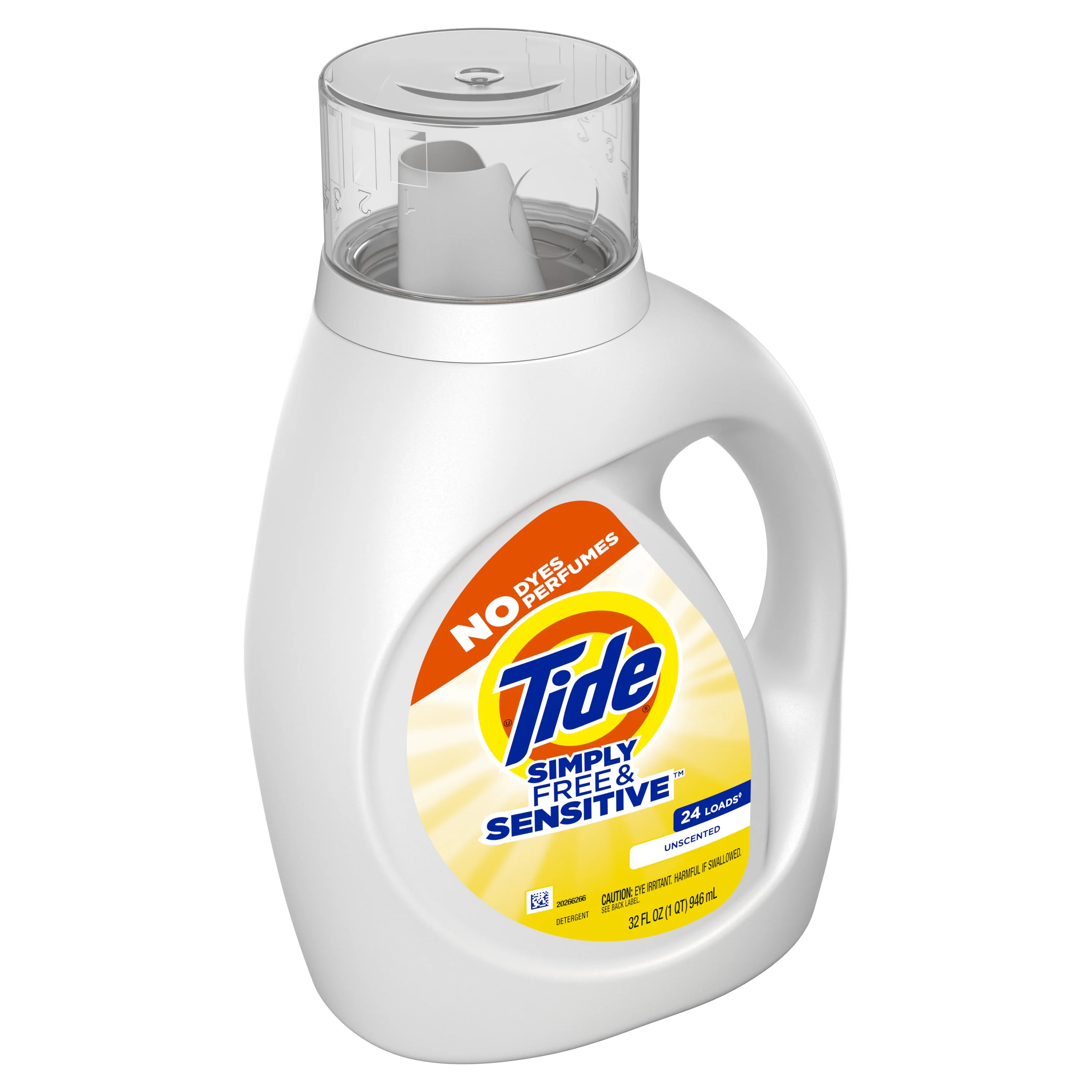 Tide Simply Liquid Laundry Detergent, Free & Sensitive, 32 fl oz, 24 Loads