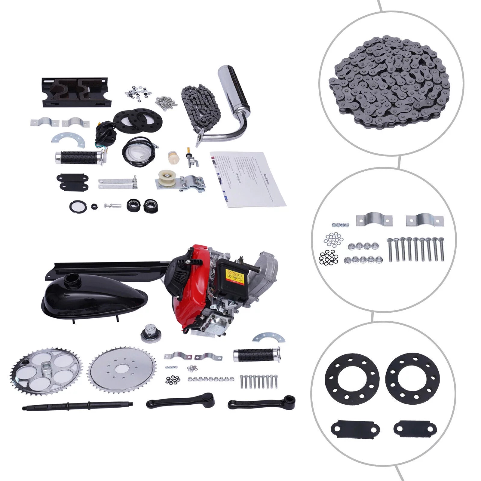4 Stroke 53CC Gas Petrol Motorized Bicycle Engine Motor Kit Chain Drive
