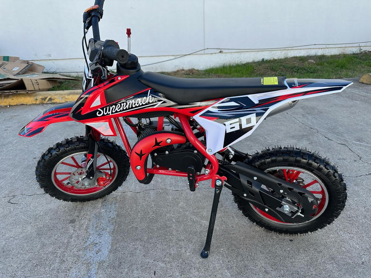 Supermach 49CC 2-Stroke Gas Power Mini Dirt Bike Dakar Pit Bike  GB60 for Youth and Kids-Black