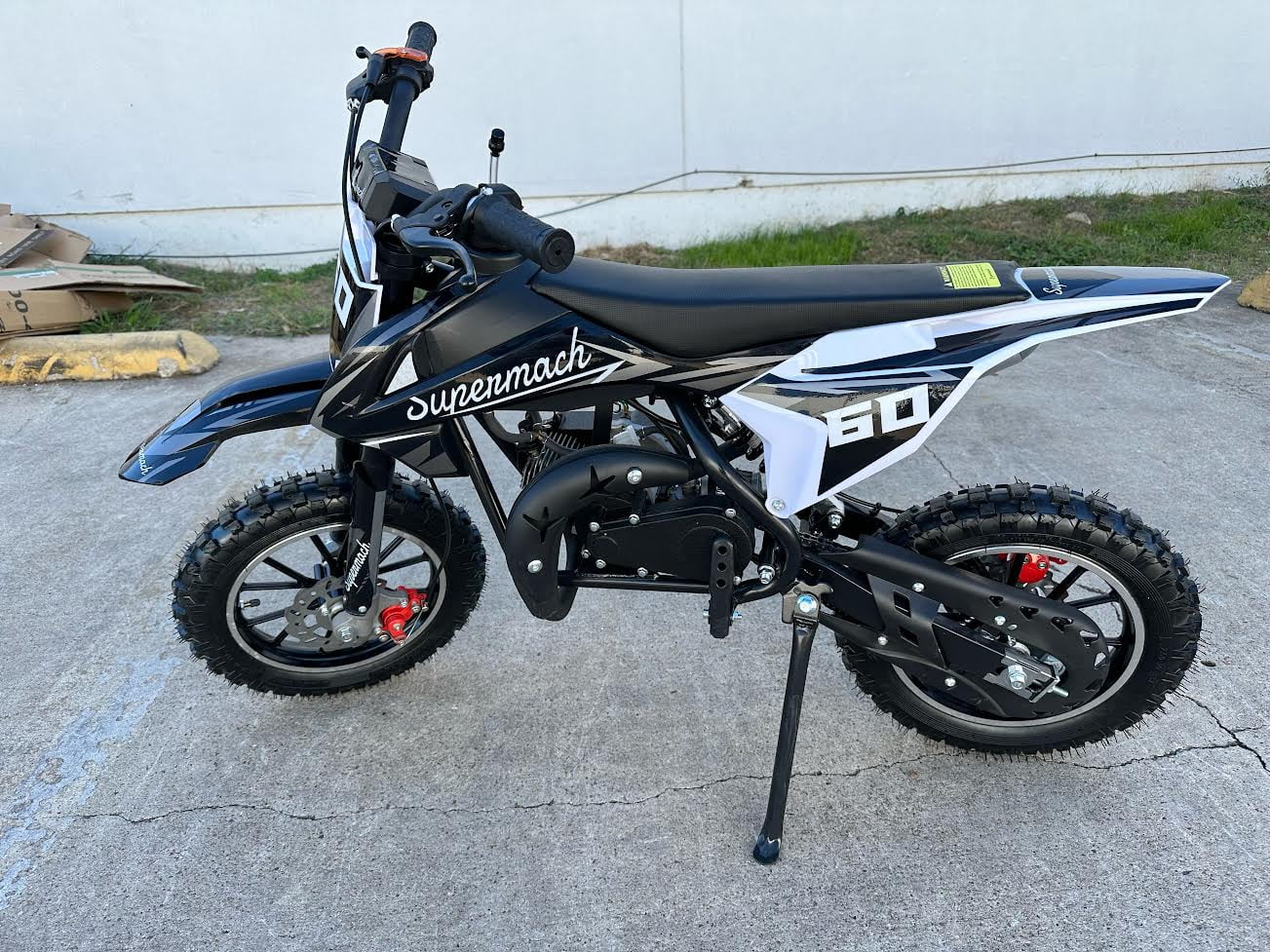 Supermach 49CC 2-Stroke Gas Power Mini Dirt Bike Dakar Pit Bike GB60 for Youth and Kids-Black