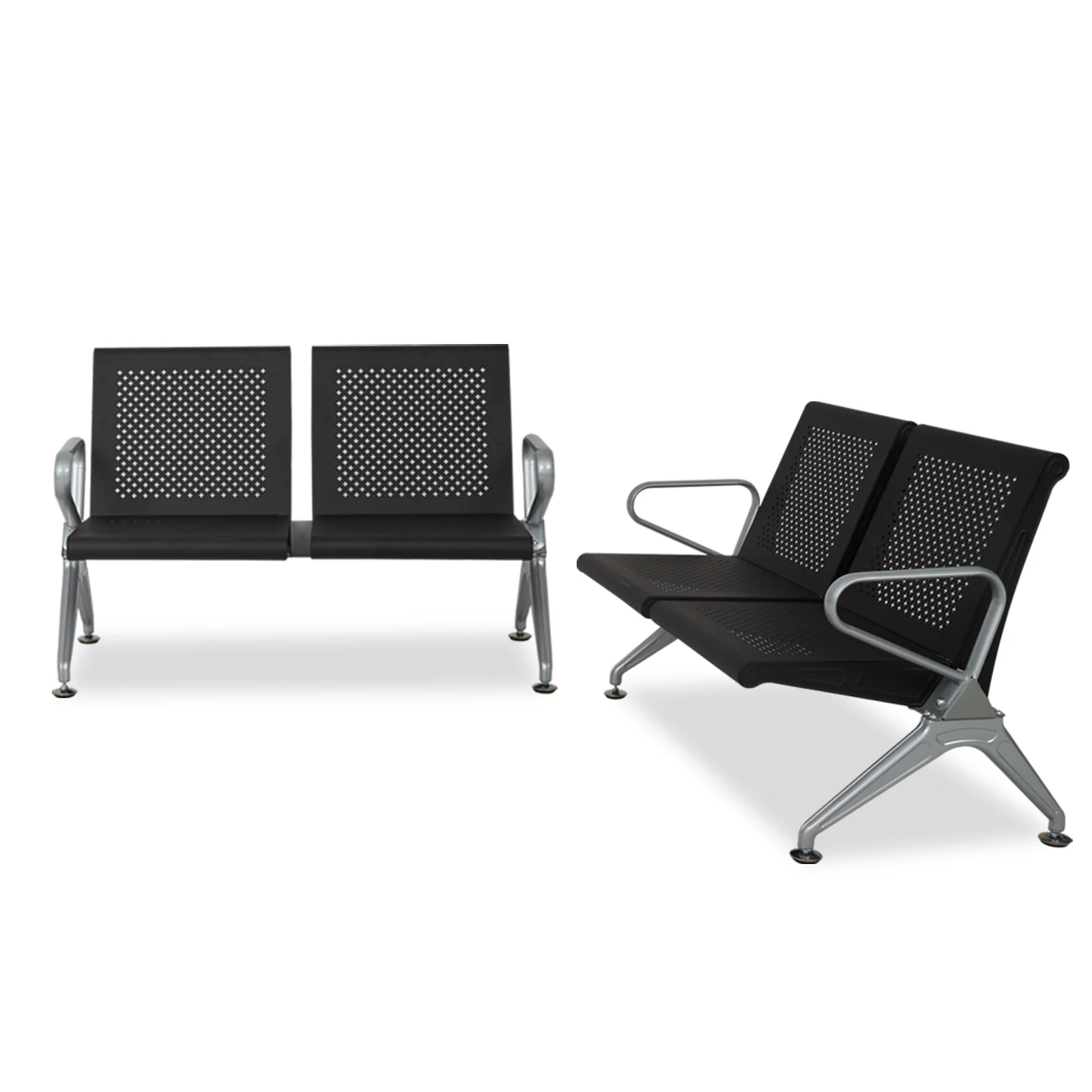 Kinbor 4-Seat Office Waiting Room Chairs, Reception Guest Bench w/ Steel Frame, Black