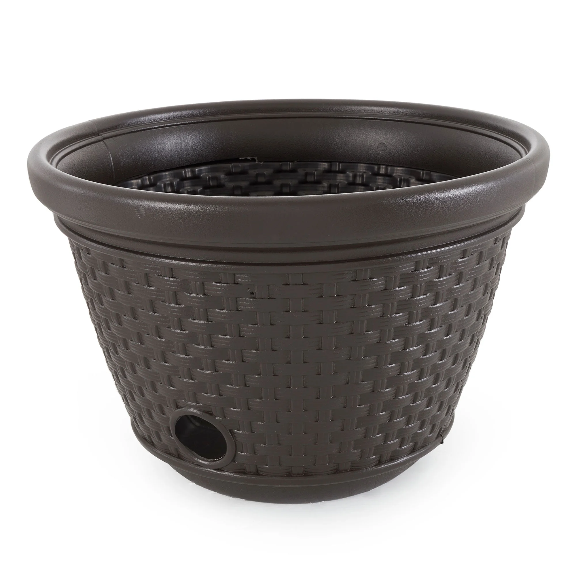 Suncast 100' Wicker Garden Hose Caddy Storage Holder Pot, Java (3 Pack)