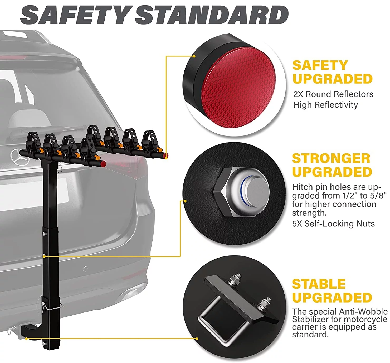 4 Bike Rack Bicycle Carrier Racks Hitch Mount Double Foldable Rack for Cars, Trucks, SUV's and minivans with a 2