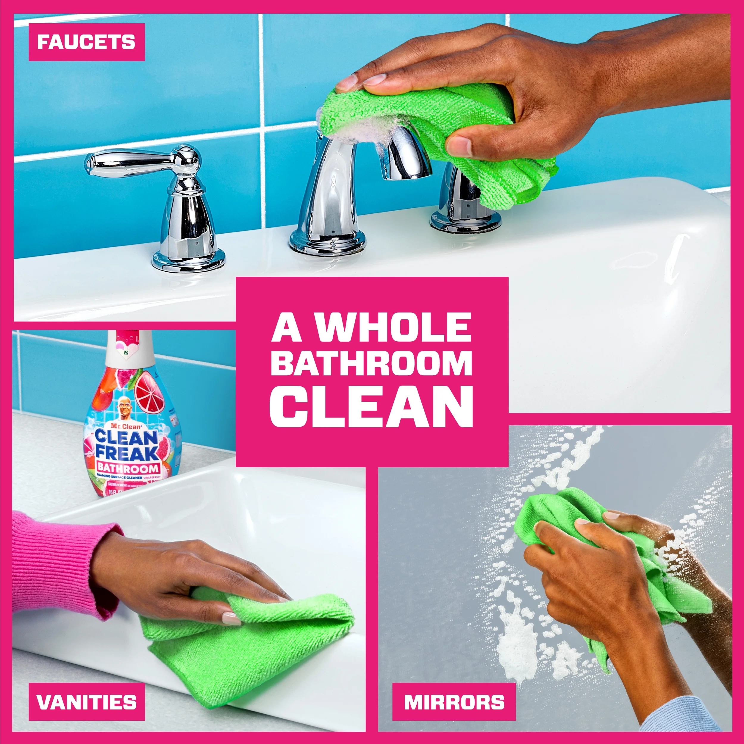 Mr Clean Clean Freak Bathroom Foaming Surface Cleaner Grapefruit, 16 fl oz