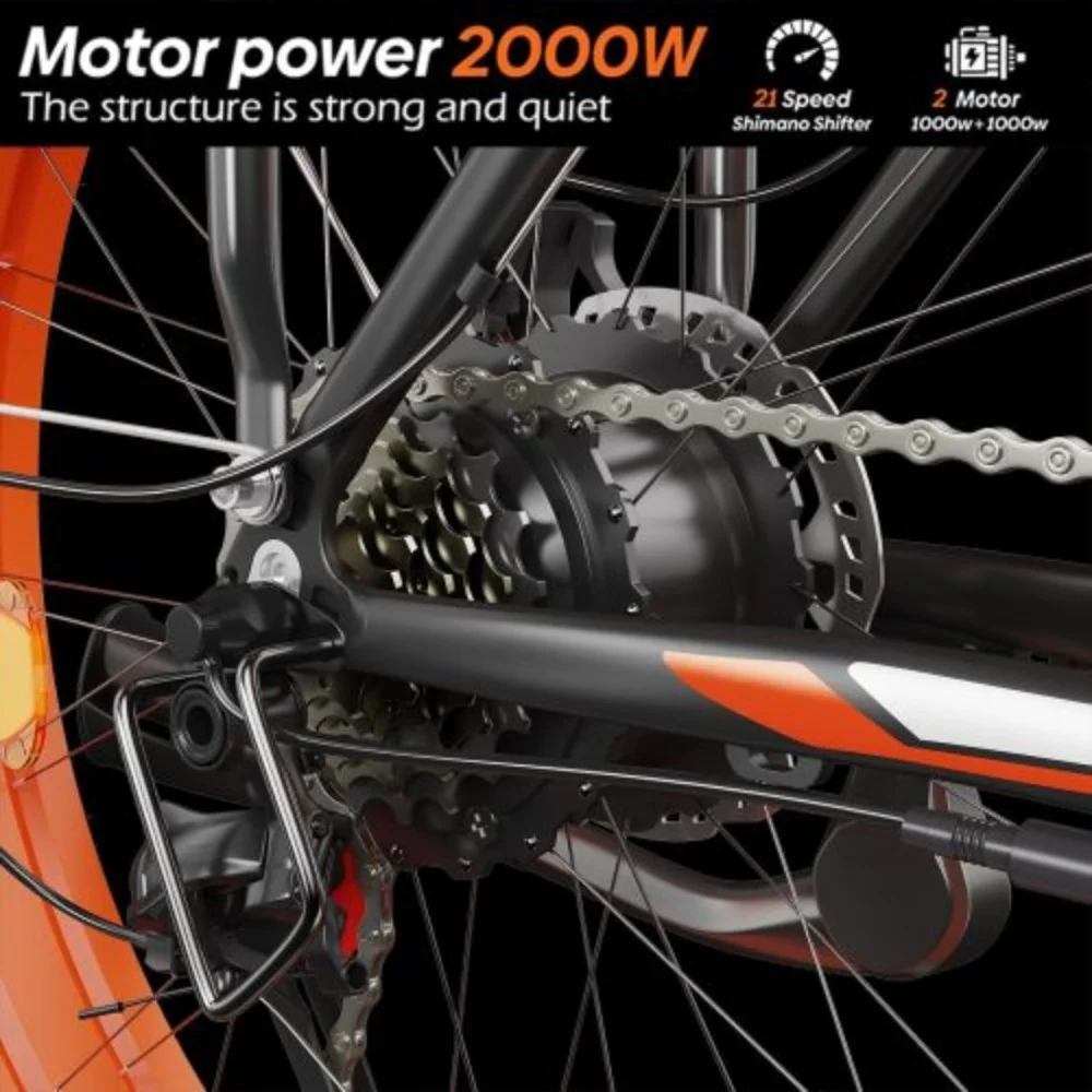 Electric Bike 2000W Dual Motor Fat Tire 26x4 Mountain Bike