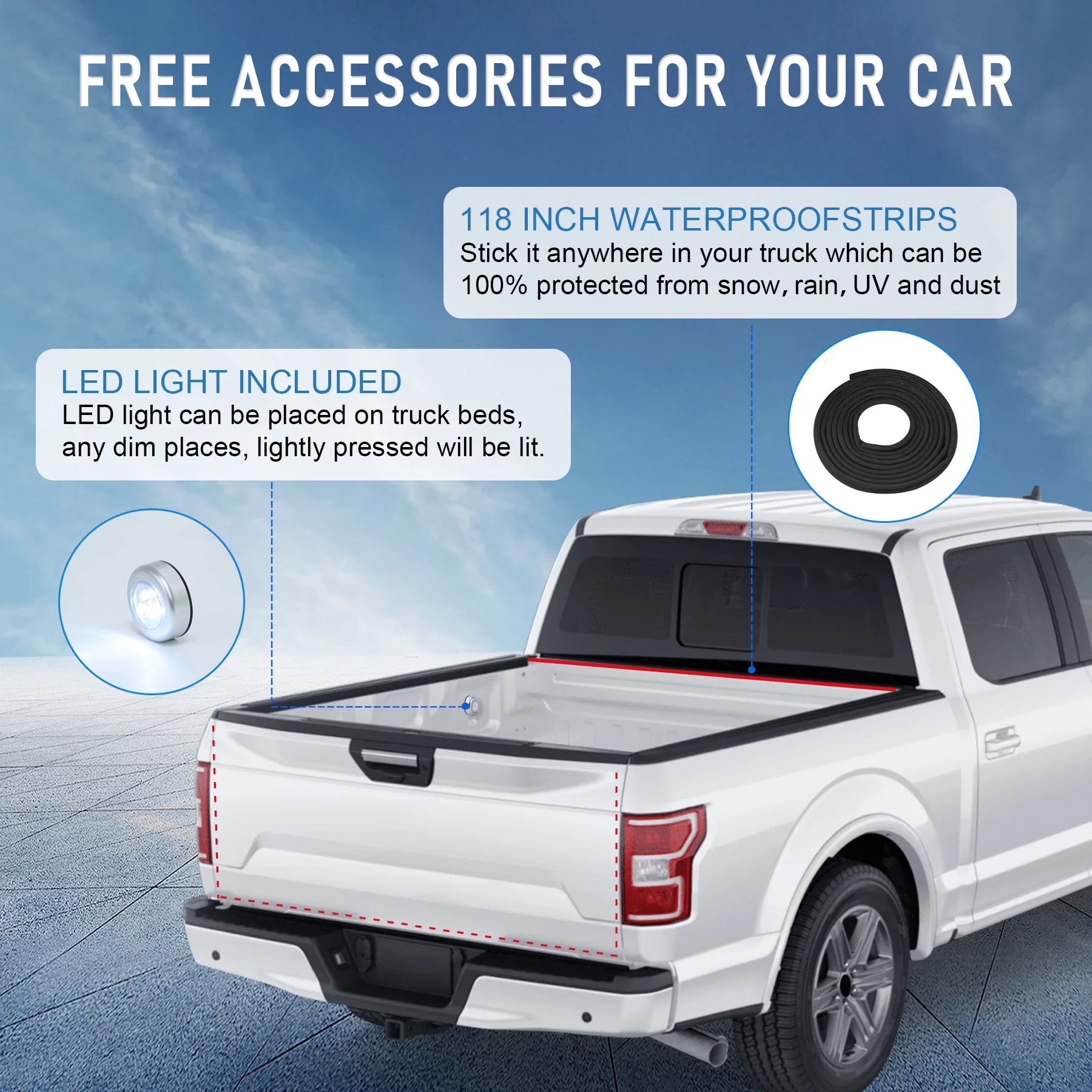 JDMSPEED Hard Tri-Fold Truck Bed Tonneau Cover Compatible with 2004-2014 Ford F-150 2006-2014 Lincoln Mark LT Tonneau Cover 5.5ft (66in) Bed