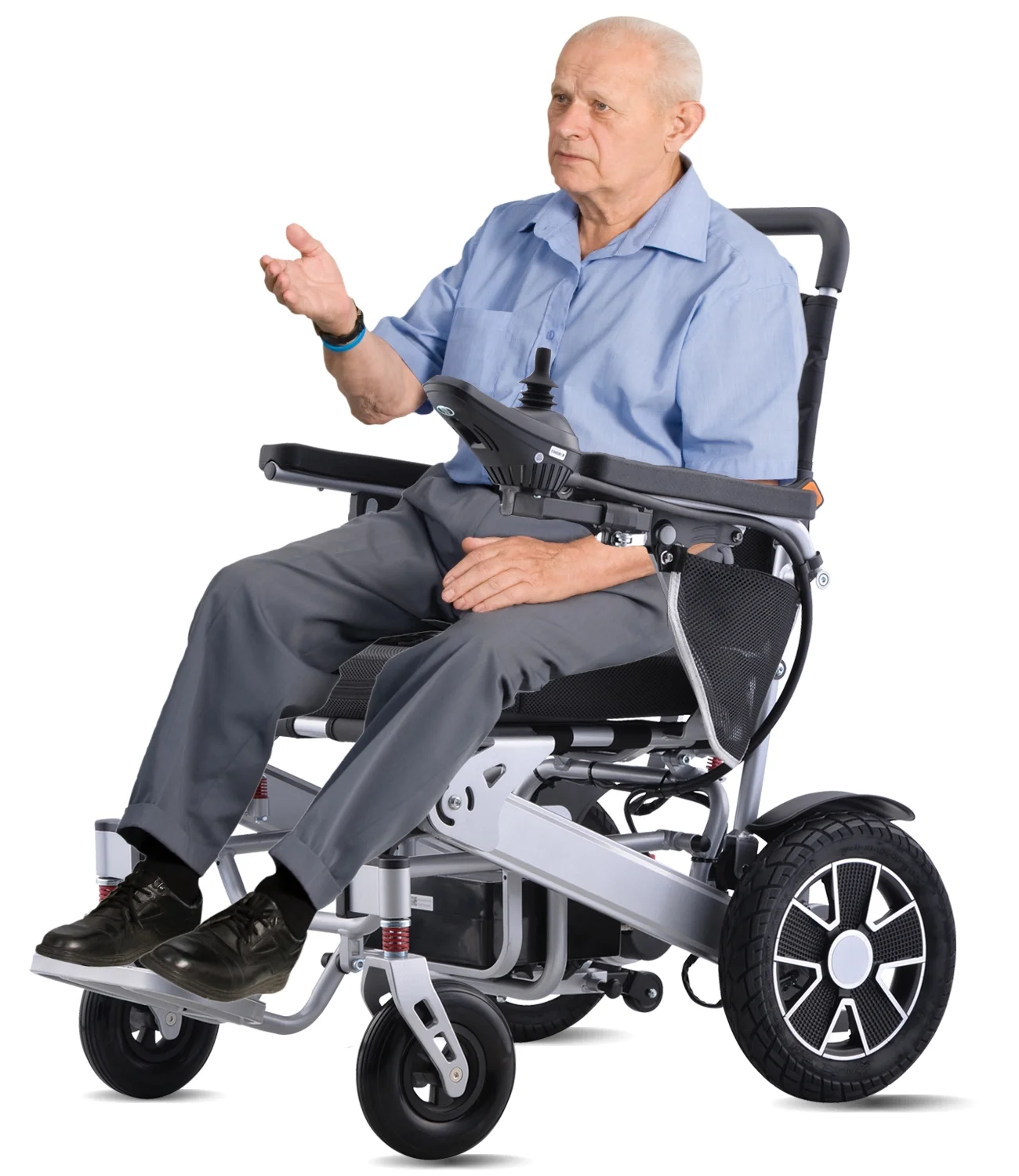 Broobey 40Km Foldable Electric Wheelchair Portable Electric Wheelchairs for Adults and Seniors Light Electric Wheelchair Battery 20Ah Electric Wheelchair Weights Load Capacity 300lbs Sliver