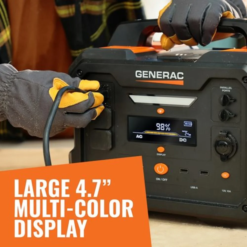 Generac 8025 Power Station 1600/3200 Watts 1086Wh Battery Powered Portable Generator - Solar Panel Charging Compatible