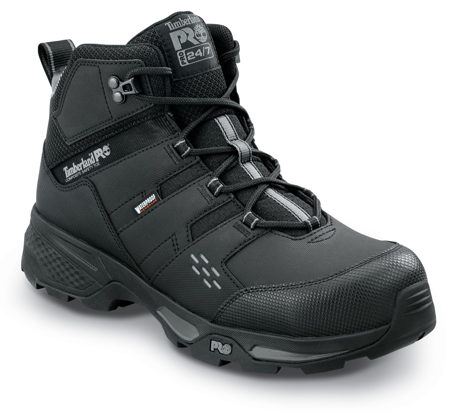 Timberland PRO Switchback LT, Men's, Black/Grey, Comp Toe, EH, WP, Hiker Work Boot (7.0 M)