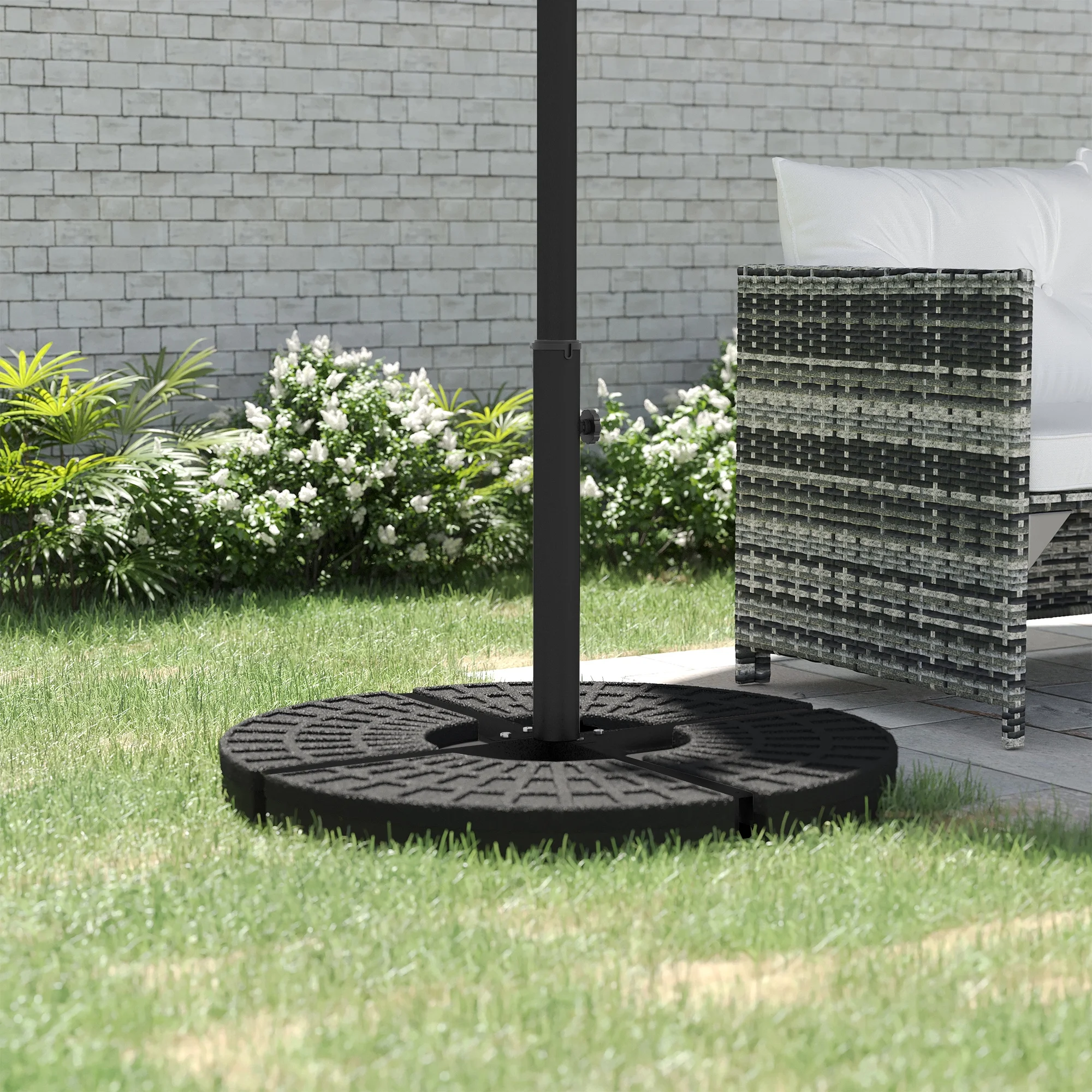 Outsunny Outdoor Universal Cross Brace Stand, Cross Umbrella Base, Black