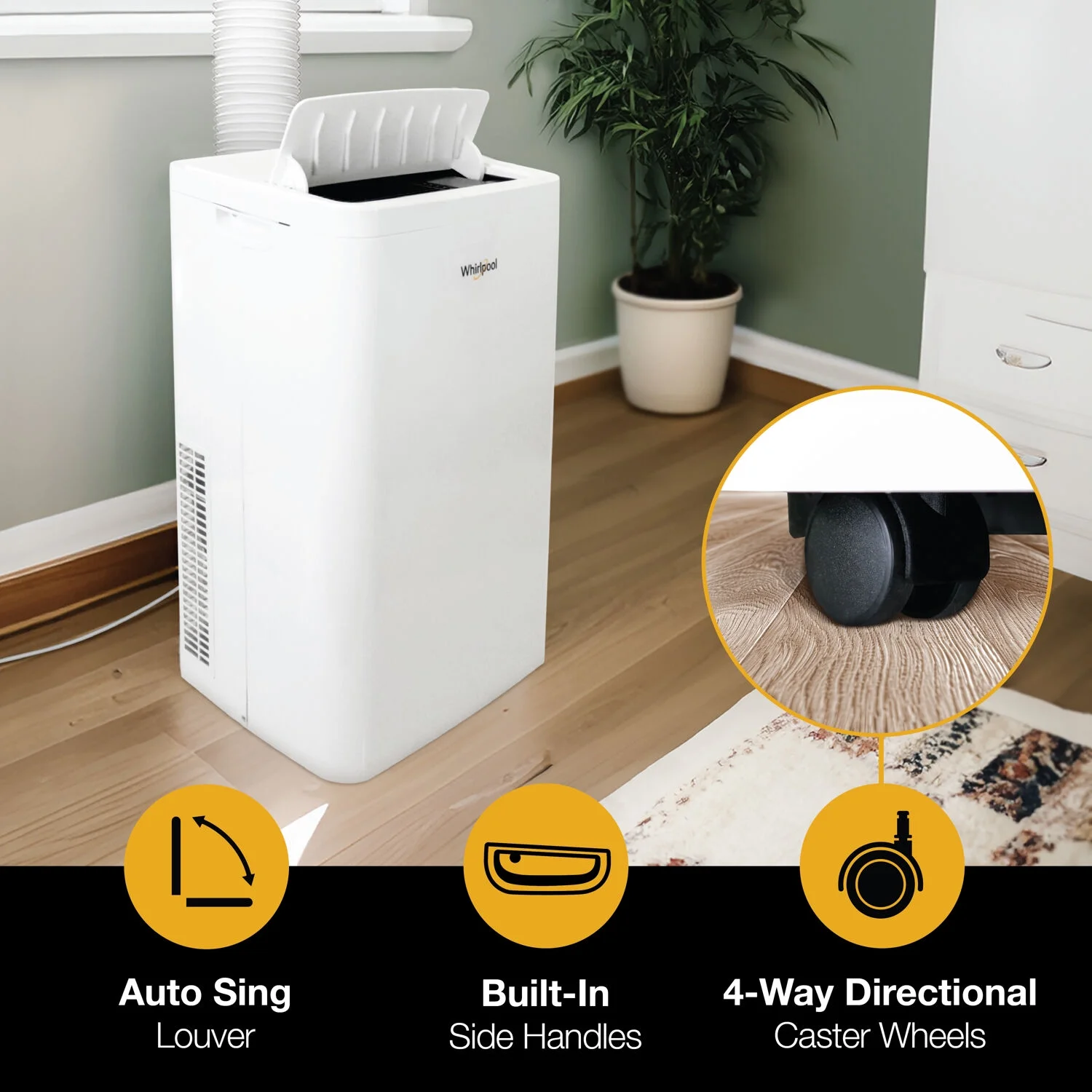 Whirlpool 10,000 BTU (14,000 BTU ASHRAE) Portable Air Conditioner with Remote, 700 Sq ft, WHNP141AW