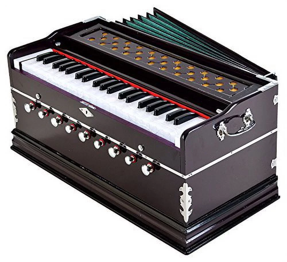 9 Stopper 42 Key 2 Reed 440 Tuned Total Wood Musical Instrument Harmonium (Brown)
