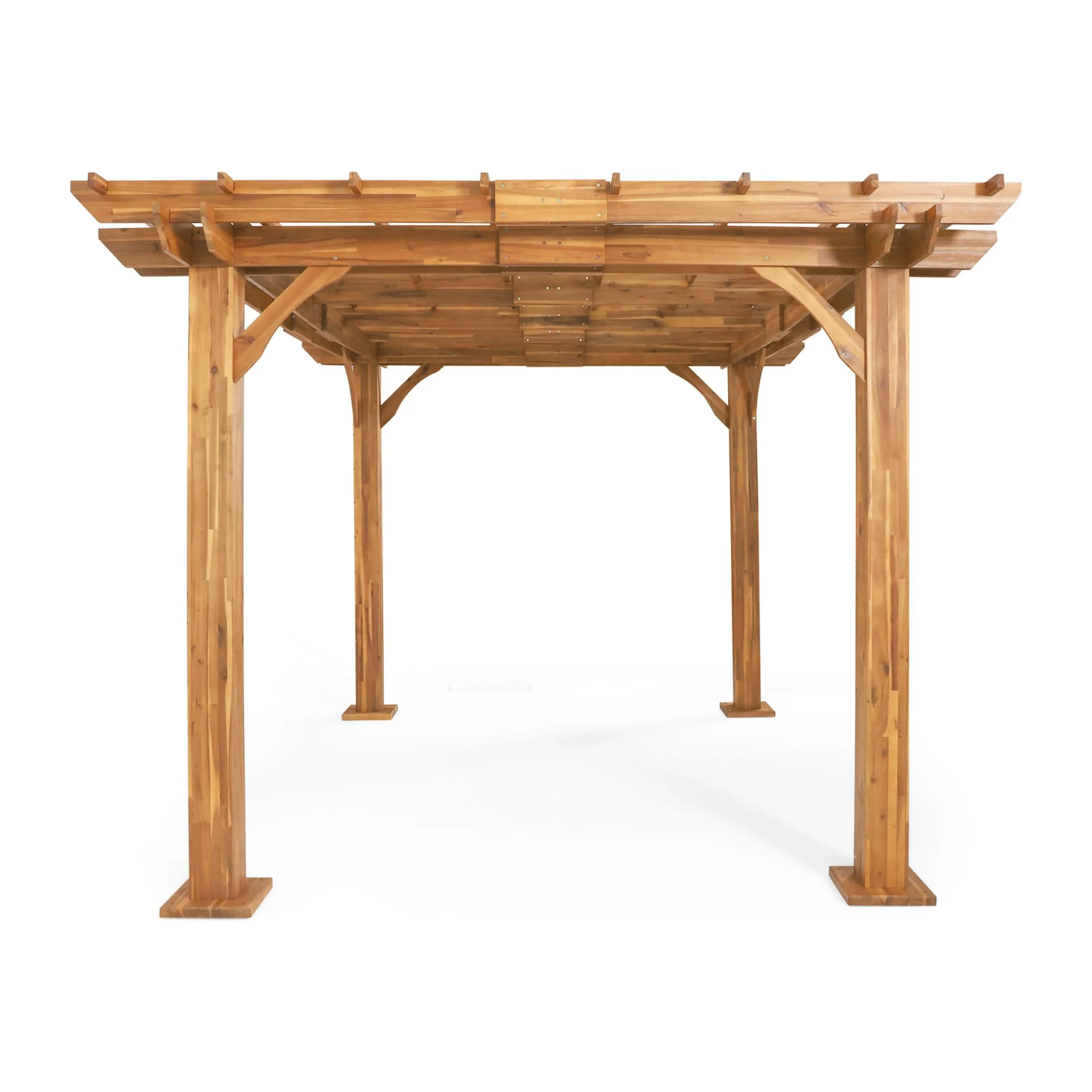 Holmwood Acacia Wood Outdoor 12' x 10' Pergola, Teak