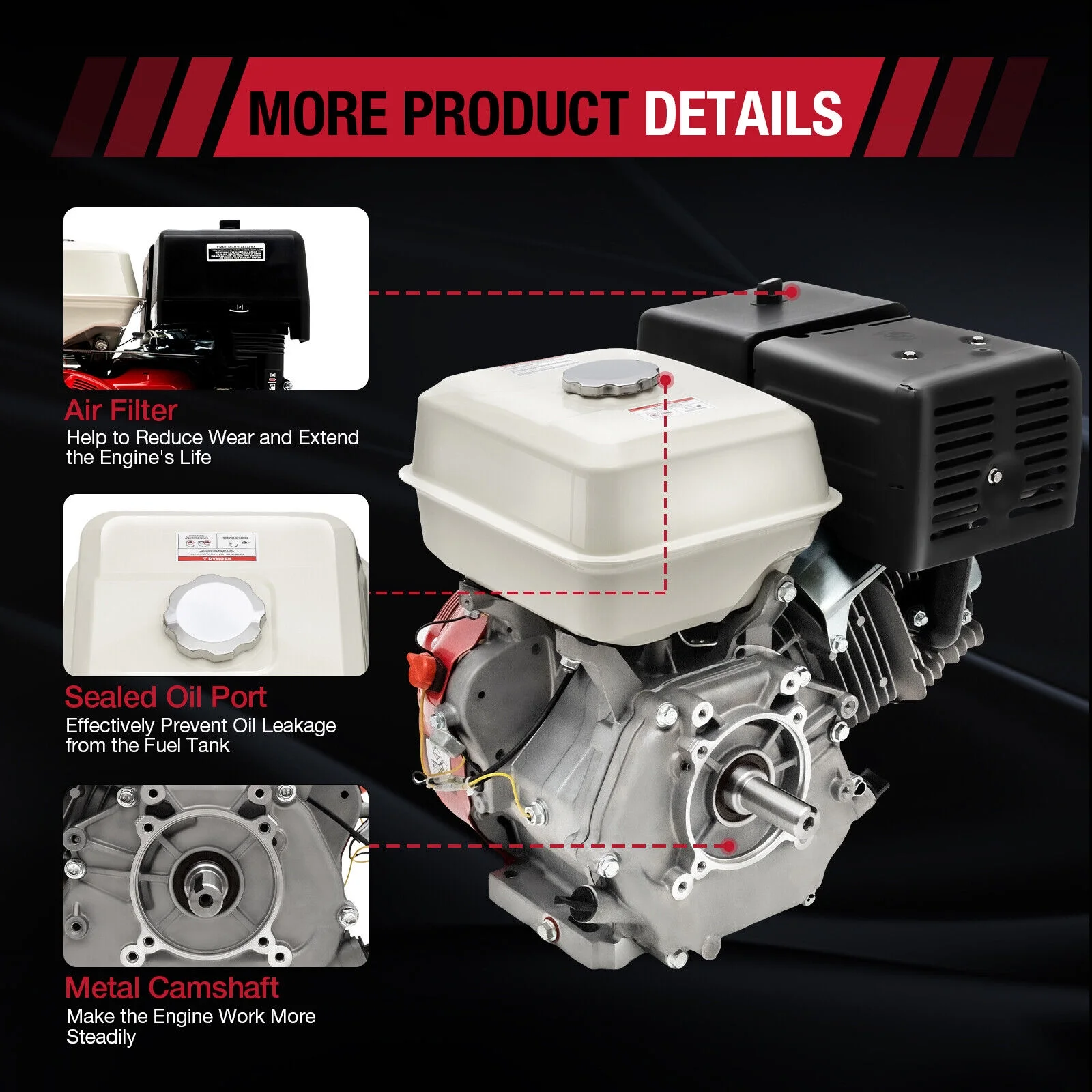 SHZICMY 15 HP 4 Stroke Gas Engine Motor OHV Horizontal Go Kart Motor Recoil Start 420 CC