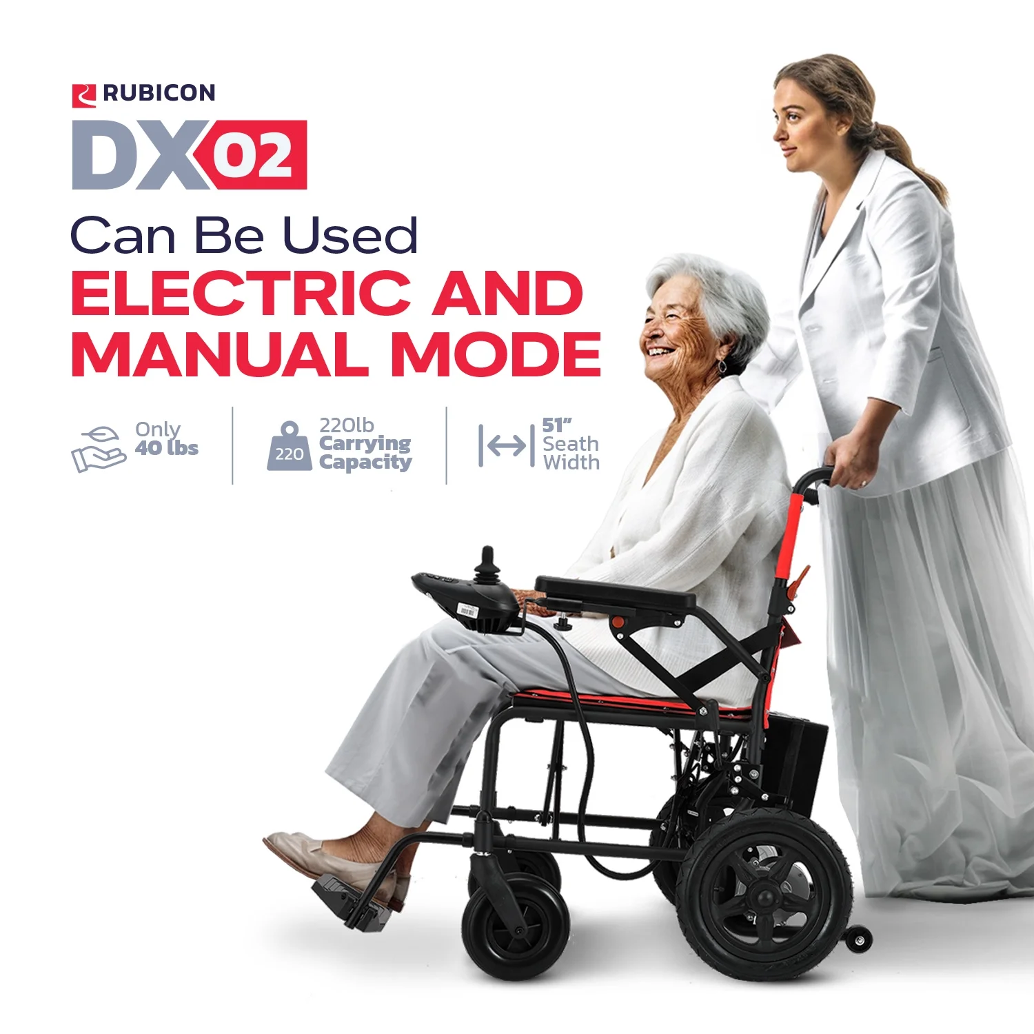 Lightweight Foldable Electric Wheelchair for Seniors, 500W Motor Power, 12 mi Cruise Range, Orange