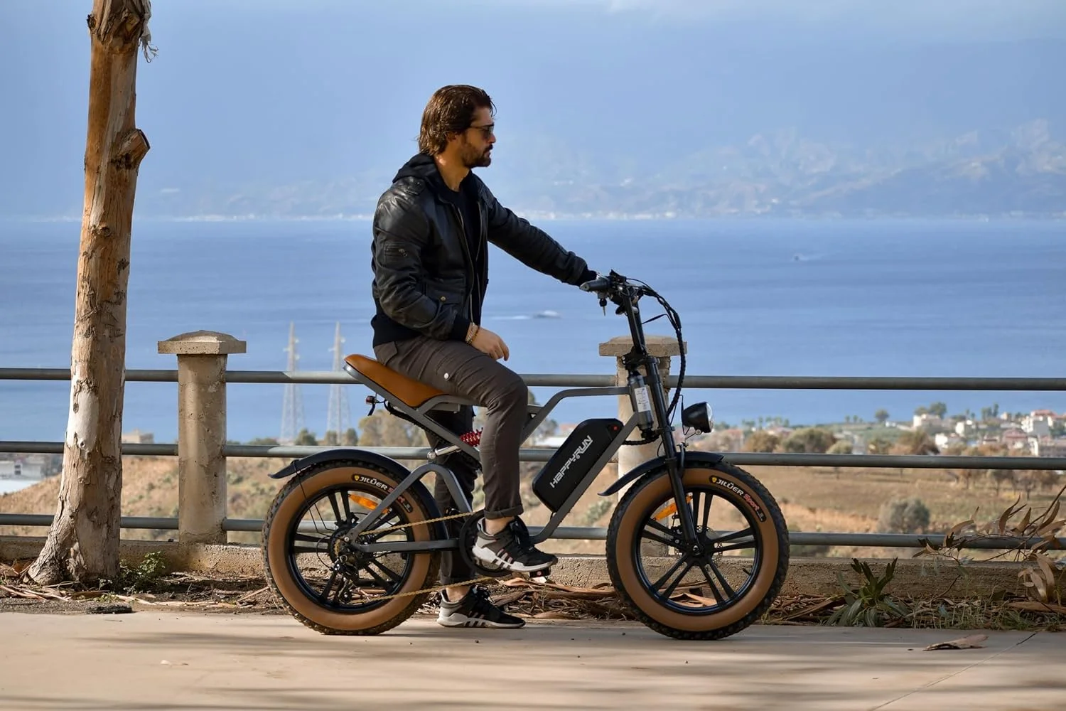 HAPPYRUN 750W Moped Style Electric Bike | Adult eBikes - 48V 18Ah Battery | 60+ Mile(G60*2)