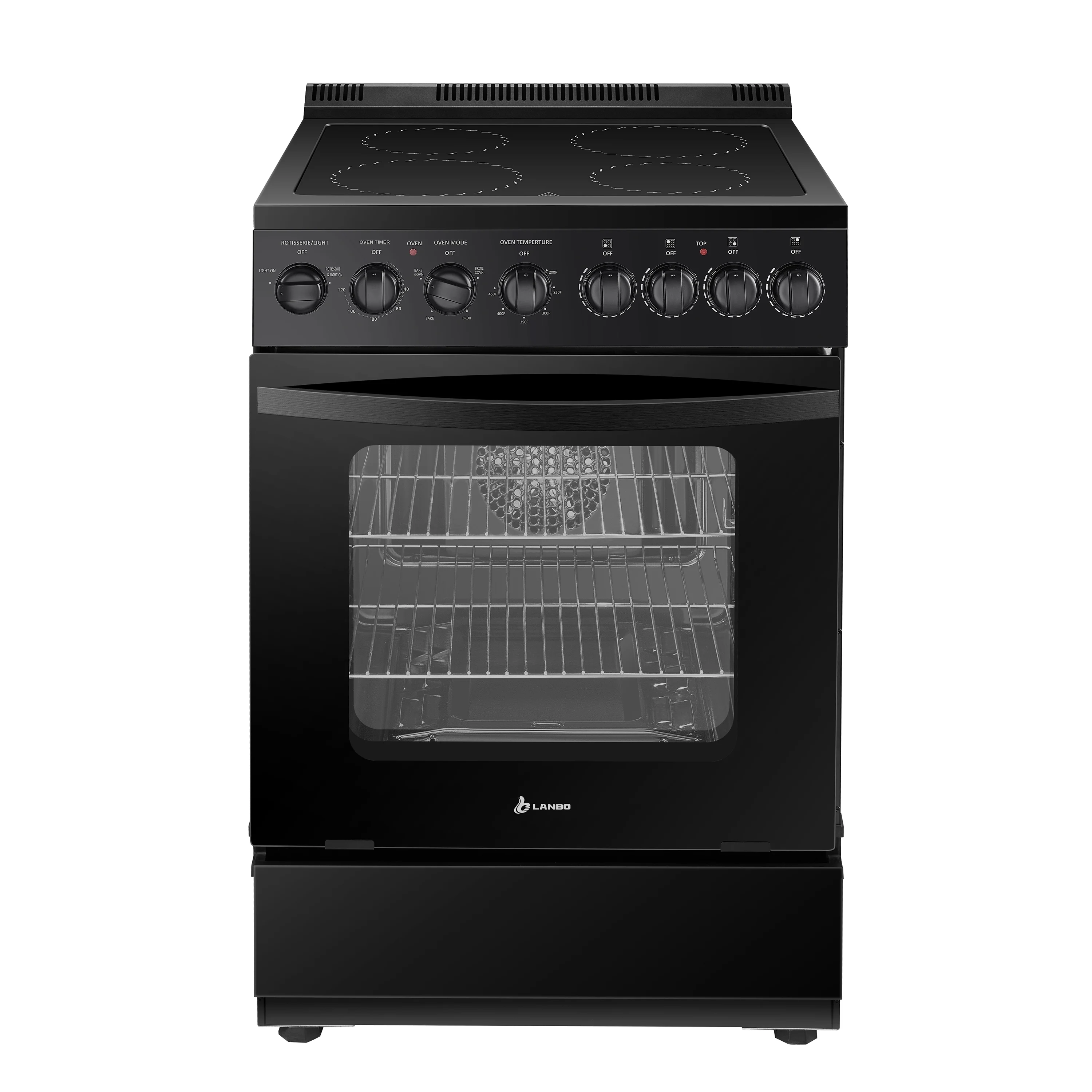 Lanbo 24 inch 2.9 Cu.ft Freestanding Electric Range with Rotisserie and Convection Oven