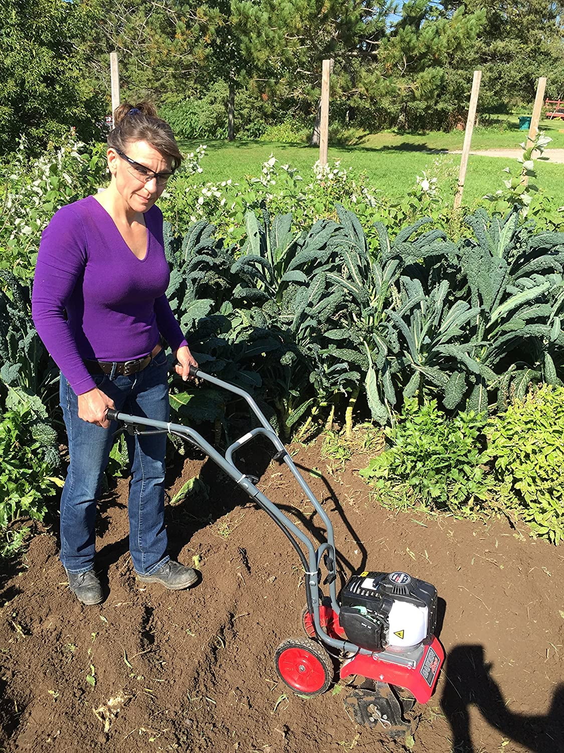 GardenTrax Gasoline Tiller W/4-Cycle Powerful 38cc Red Mini Cultivator