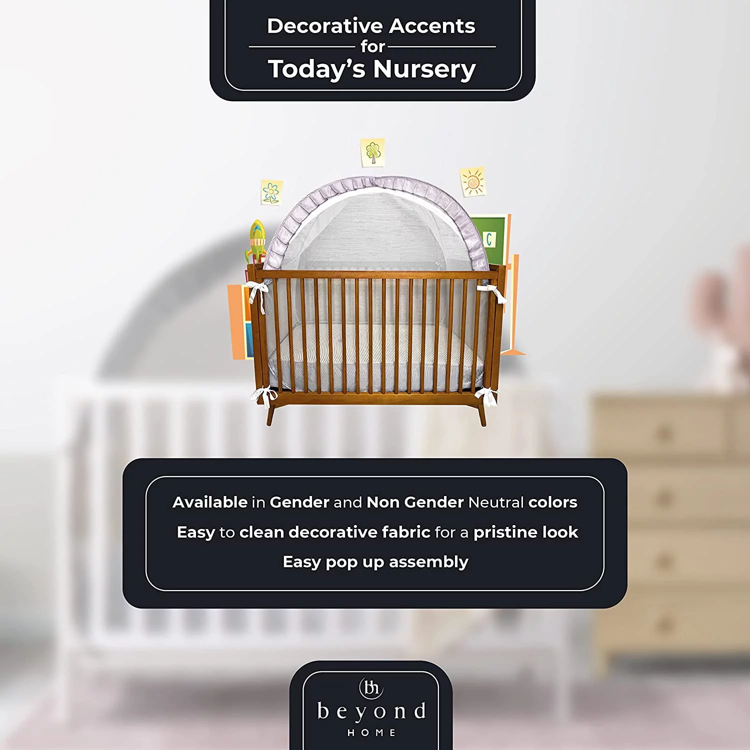 Beyond Home Safety Baby Crib Tent Crib Net to Keep Baby in, Pop Up Crib Tent Canopy Keep Baby from Climbing Out in Blue for Boys