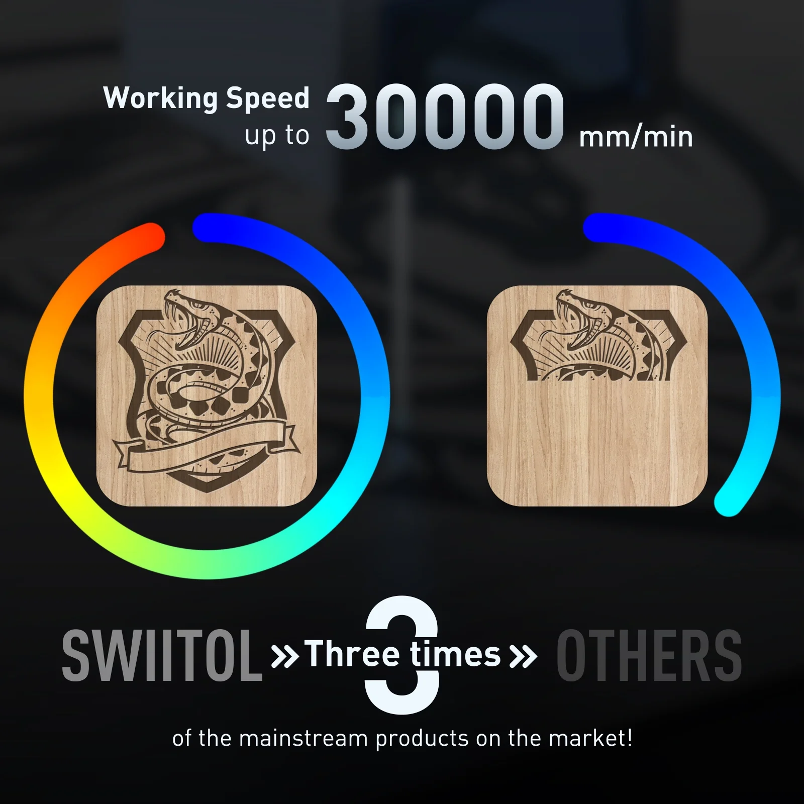 Swiitol C24 24W Engraver with High Speed 0.01mm High Engraving Machine Cutting 20mm Paulownia Wood/ 12mm Thick Black Acrylic and 10mm MDF with Multiple Pass Safety Business Engraving Mac