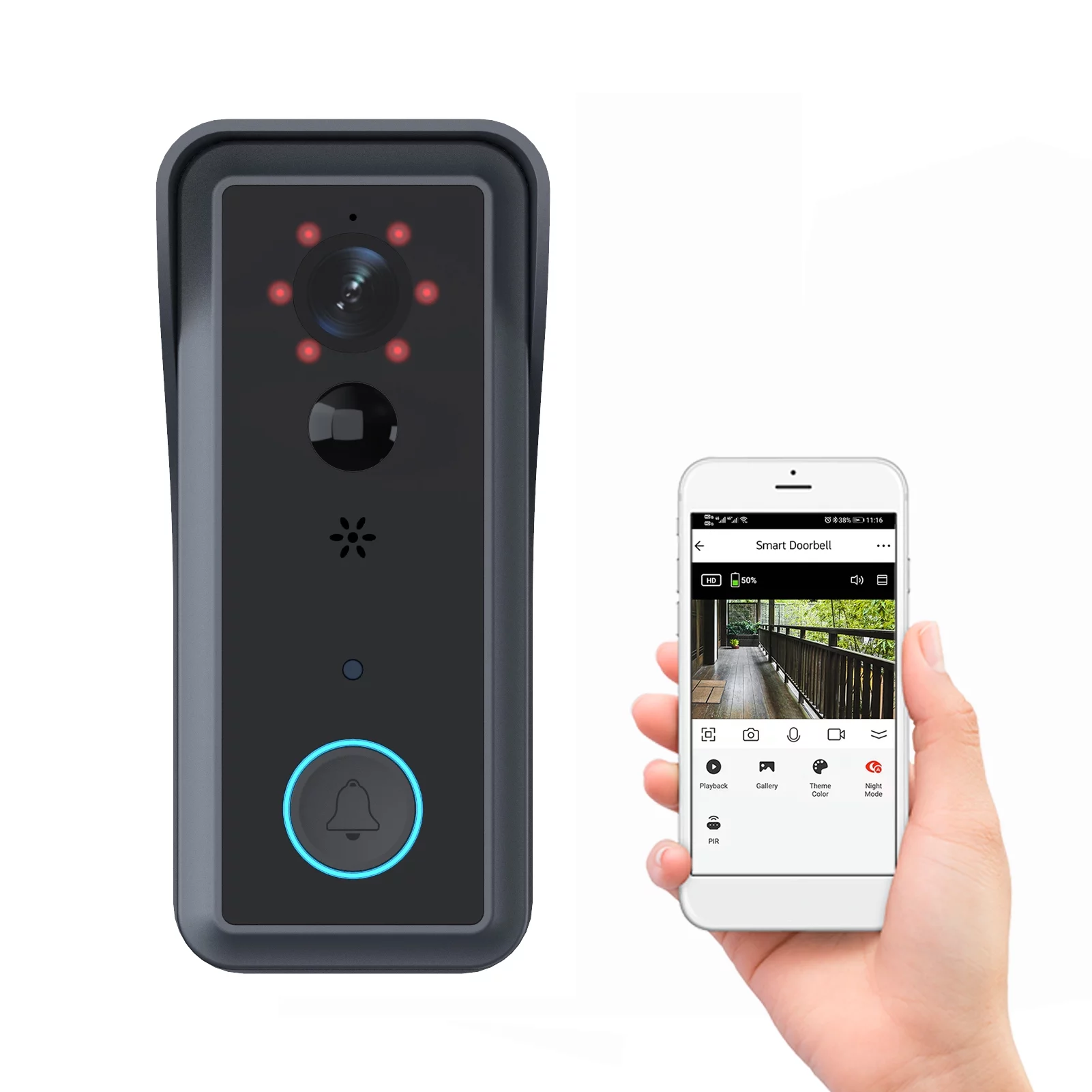 WiFi Video Doorbell Camera Wireless 1080P 2 Way Audio Motion Detection Night Vision Doorbell