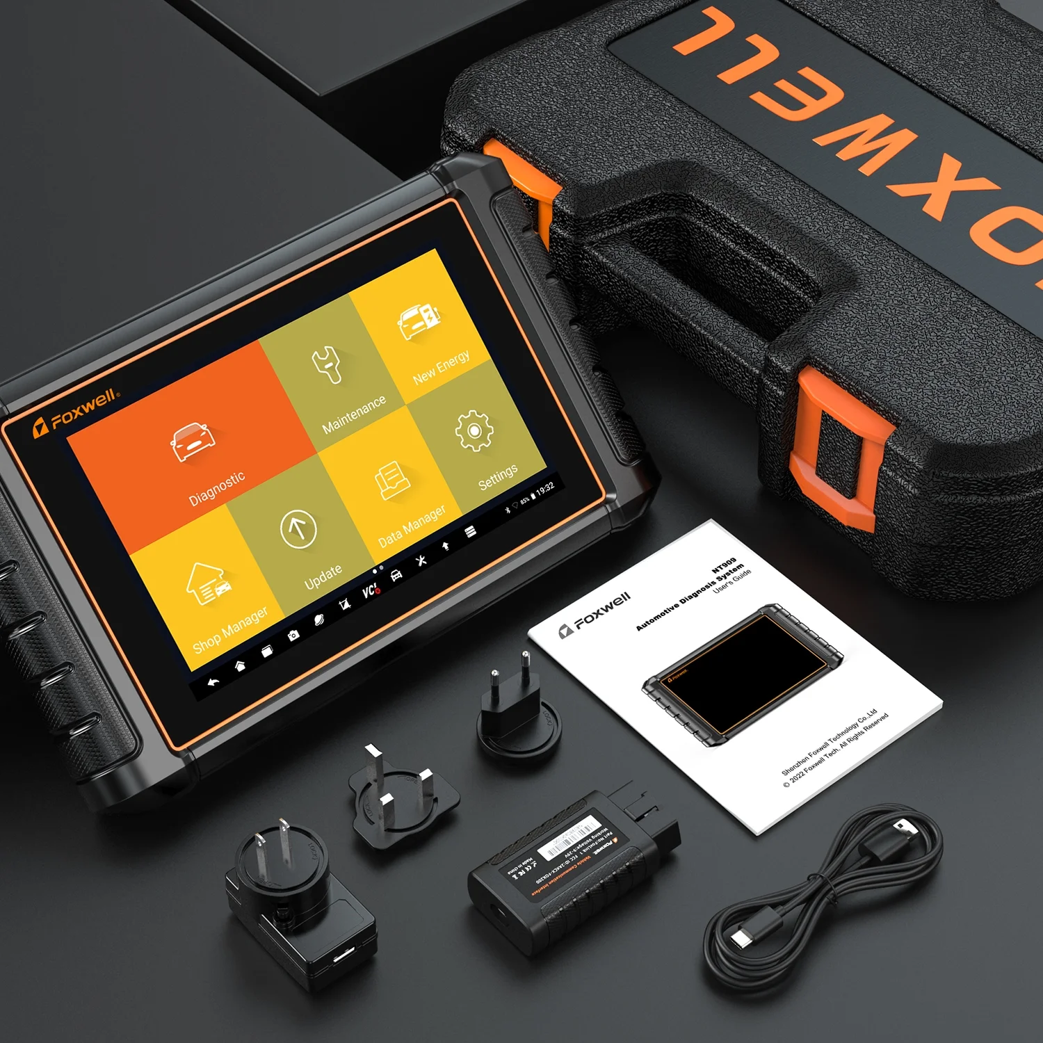 Foxwell NT909 Automotive Bi-Directional Diagnostic Scan Tool All Systems OBD2 Scanner ECU Coding Active Test 30+ Reset Services Car Code Reader Scanning Tablet Car Doctor EOBD OBDII Auto Live Data