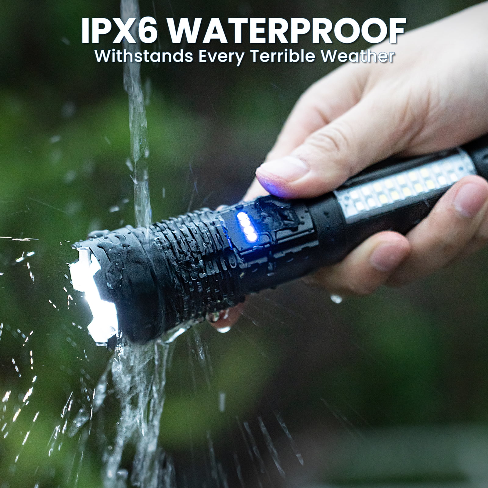 150000 Lumens Powerful Flashlight, Rechargeable Waterproof Searchlight XHP90 Super Bright Handheld Led Tactical Flashlight 26650 Battery 7 Mode USB Zoom Torch for Camping Emergency Hunting Hiking