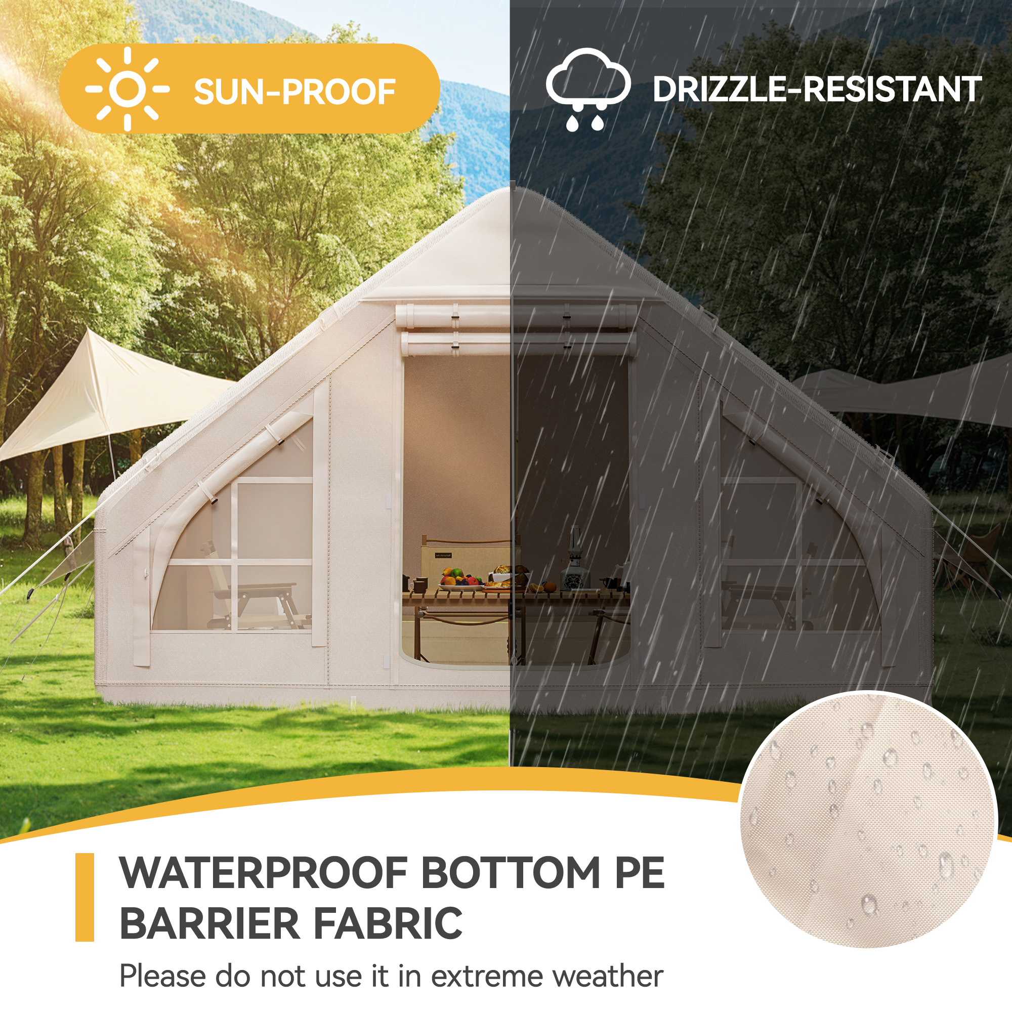 Dextrus Inflatable Camping Tent with Pump, Glamping Tents, Easy Setup 4 Season Waterproof Windproof Outdoor Blow Up Tent, Suitable for 2-6 people