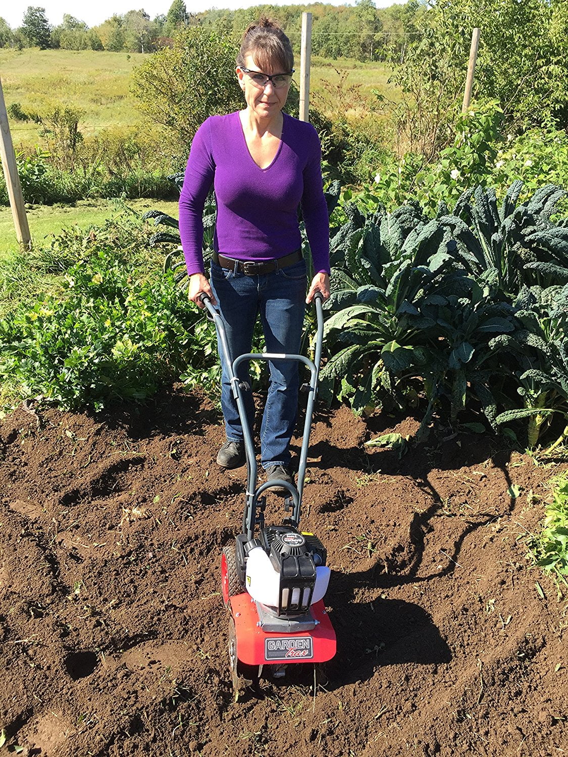 GardenTrax Gasoline Tiller W/4-Cycle Powerful 38cc Red Mini Cultivator