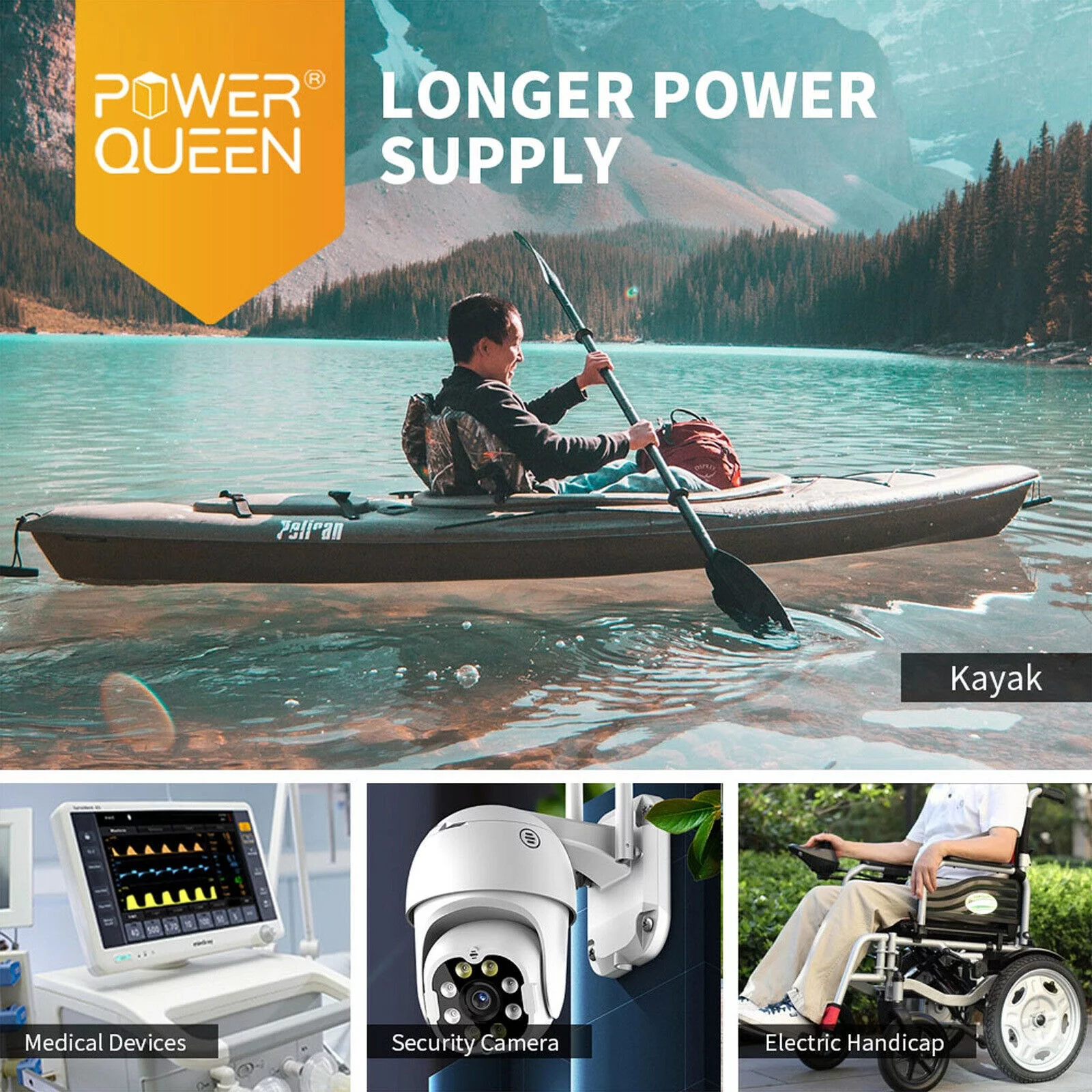 Power Queen 12V 50Ah LiFePO4 Lithium Battery Deep Cycle 640Wh BMS for Off-Grid System