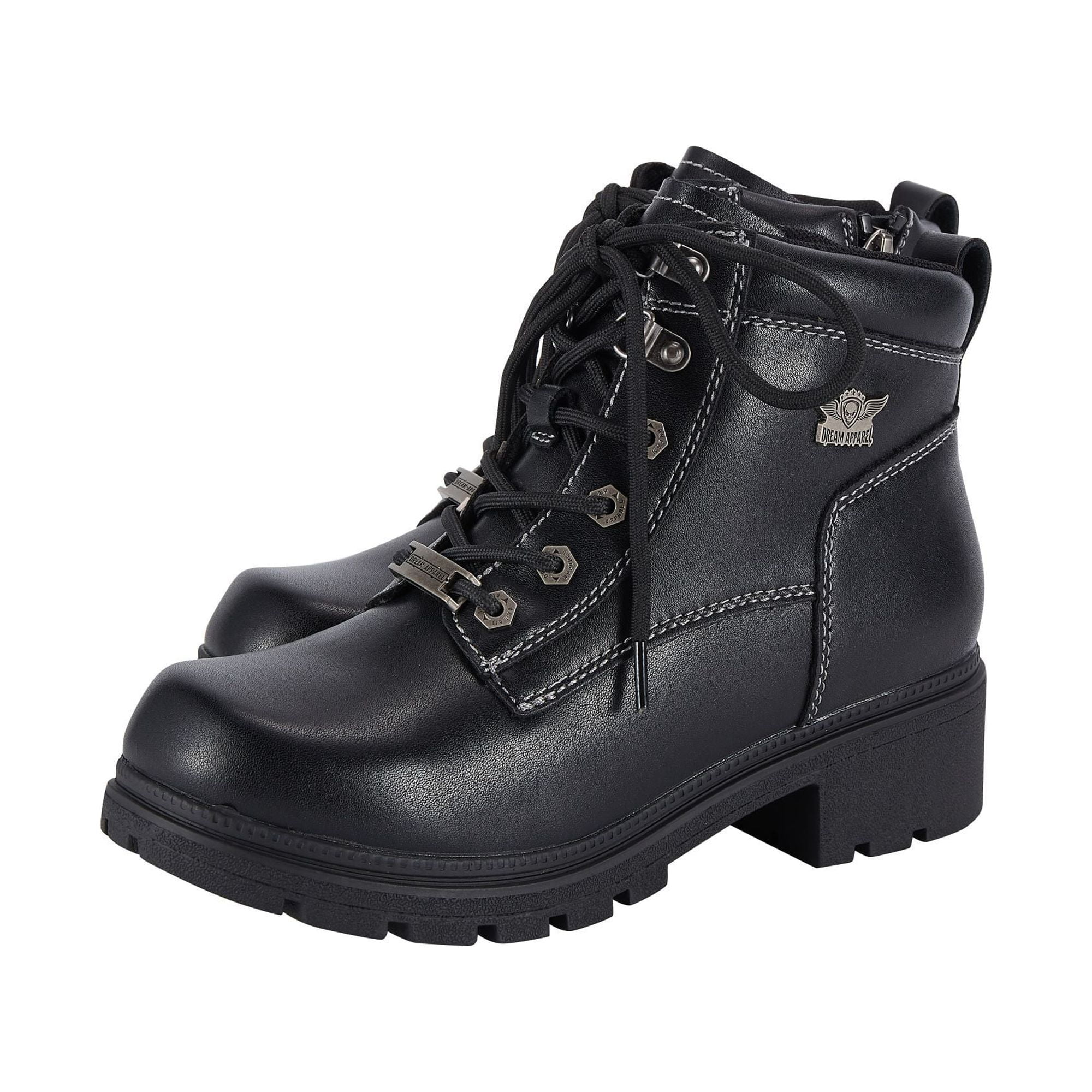 Dream Apparel Women's Motorcycle Boot Ankle Booties Riding Boots Biker Boots for Women