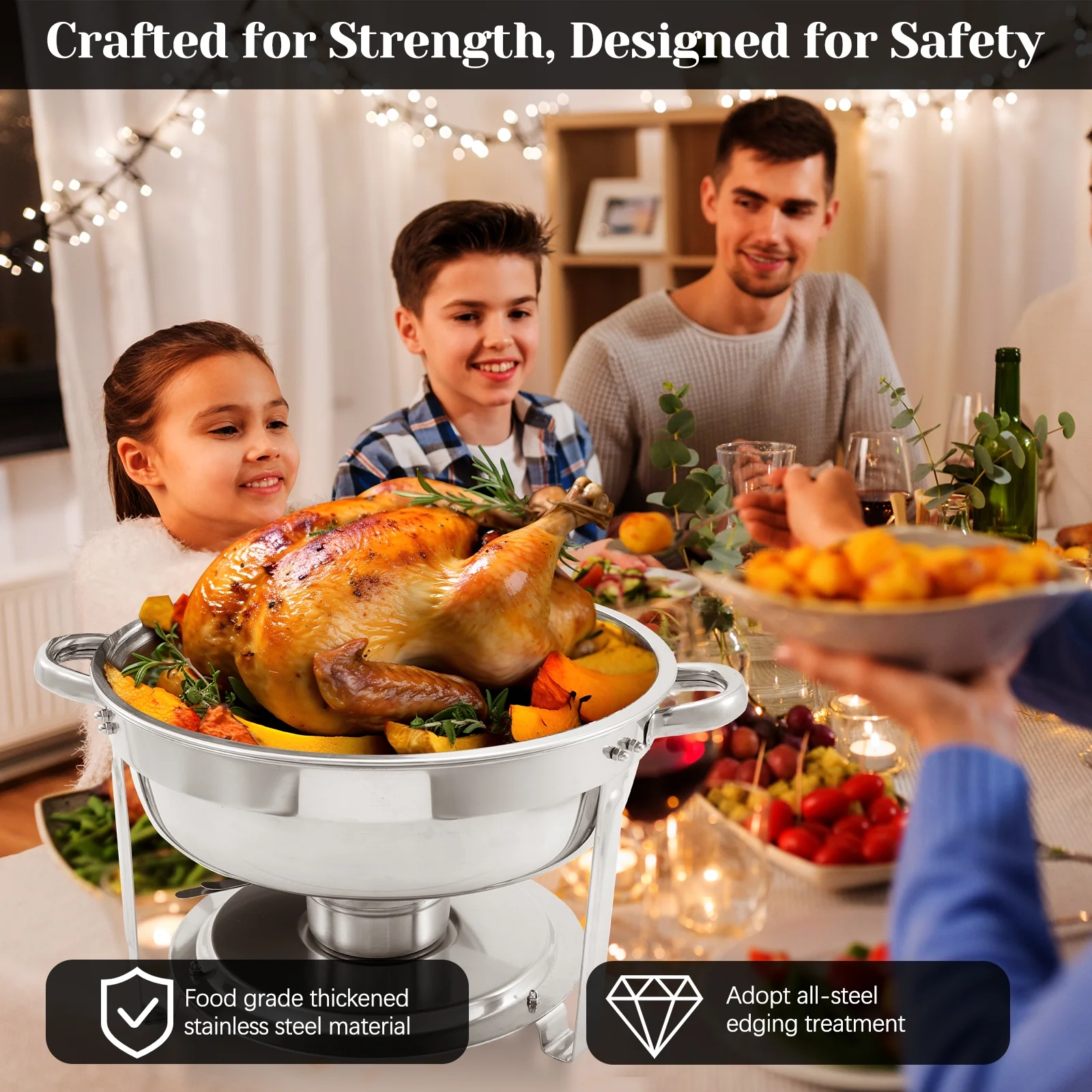 JSTUOKE 2-Pack Chafing Dish Buffet Set, 6QT Round Buffet Servers and Warmers Set, Stainless Steel Catering Food Warmer with Lid & Holder for Party