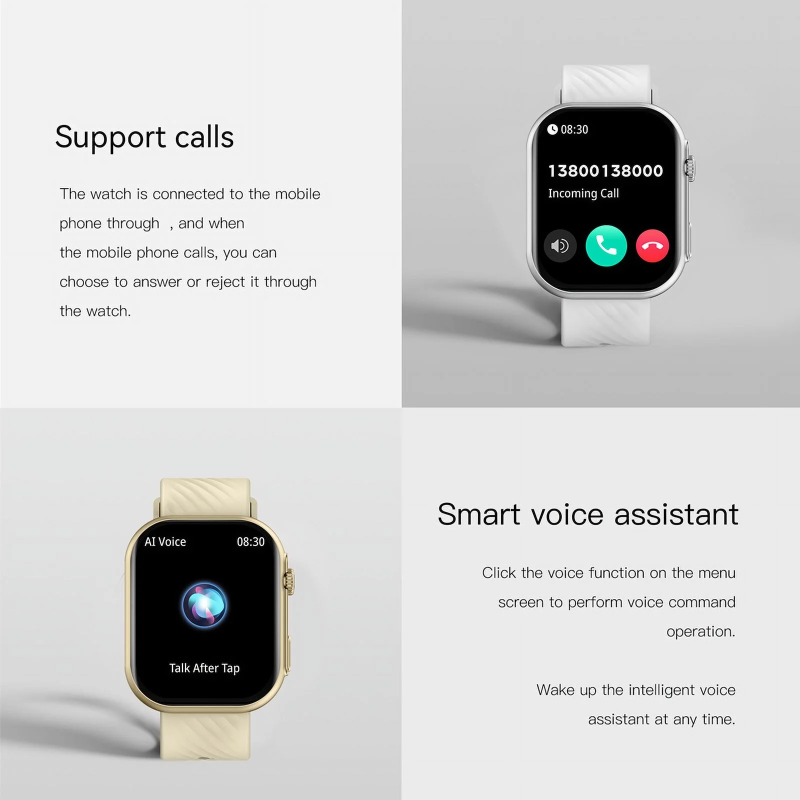 Mingdaln 2.0-Inch Classic Square Screen Sports Smartwatch, BT5.2 with Fitness Tracker, Calories/Steps/Weather, IP67 Waterproof Smartwatch (Gold)