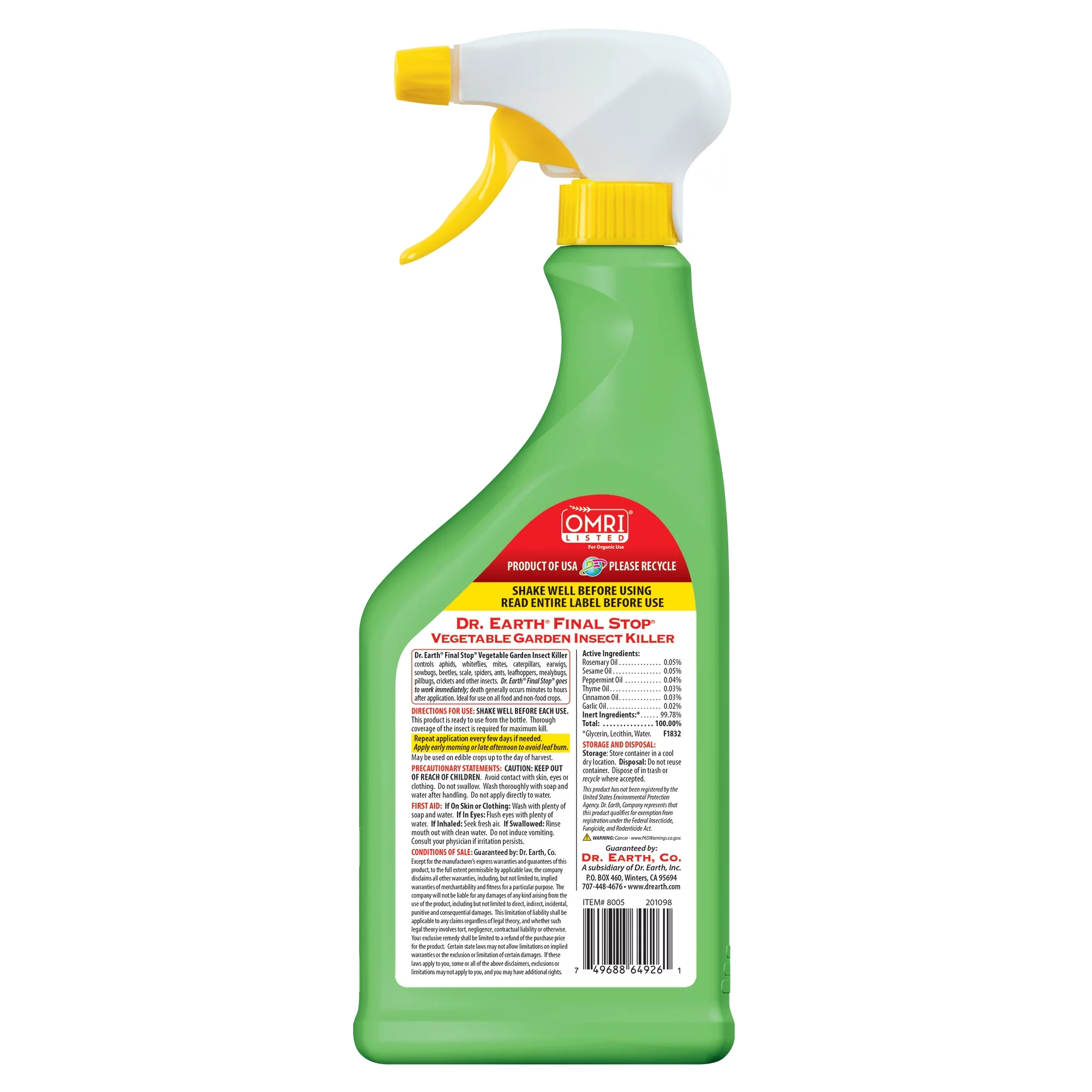 Dr. Earth Organic & Natural Final Stop Vegetable Garden Insect Killer, 24 oz RTU