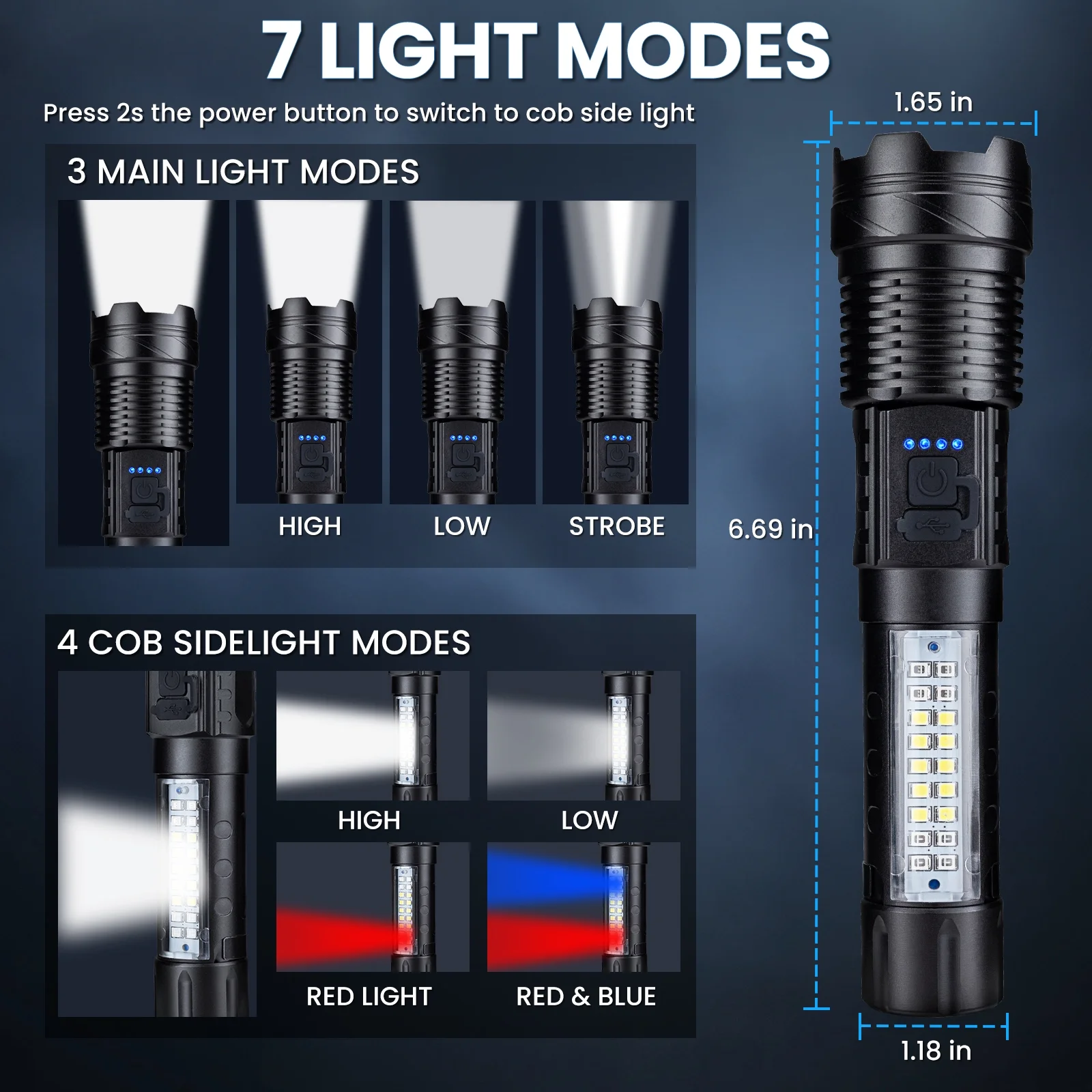 150000 Lumens Powerful Flashlight, Rechargeable Waterproof Searchlight XHP90 Super Bright Handheld Led Tactical Flashlight 26650 Battery 7 Mode USB Zoom Torch for Camping Emergency Hunting Hiking