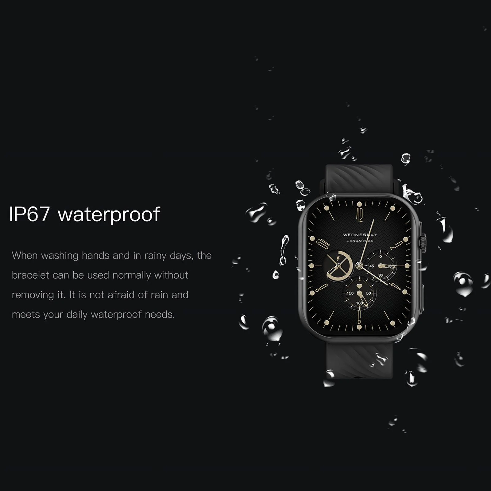 Mingdaln 2.0-Inch Classic Square Screen Sports Smartwatch, BT5.2 with Fitness Tracker, Calories/Steps/Weather, IP67 Waterproof Smartwatch (Gold)