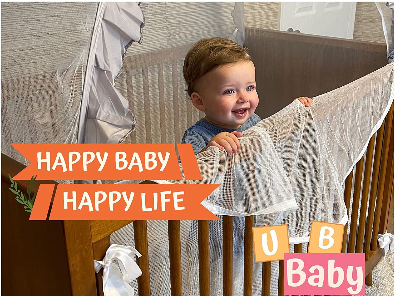 Beyond Home Safety Baby Crib Tent Crib Net to Keep Baby in, Pop Up Crib Tent Canopy Keep Baby from Climbing Out in Blue for Boys